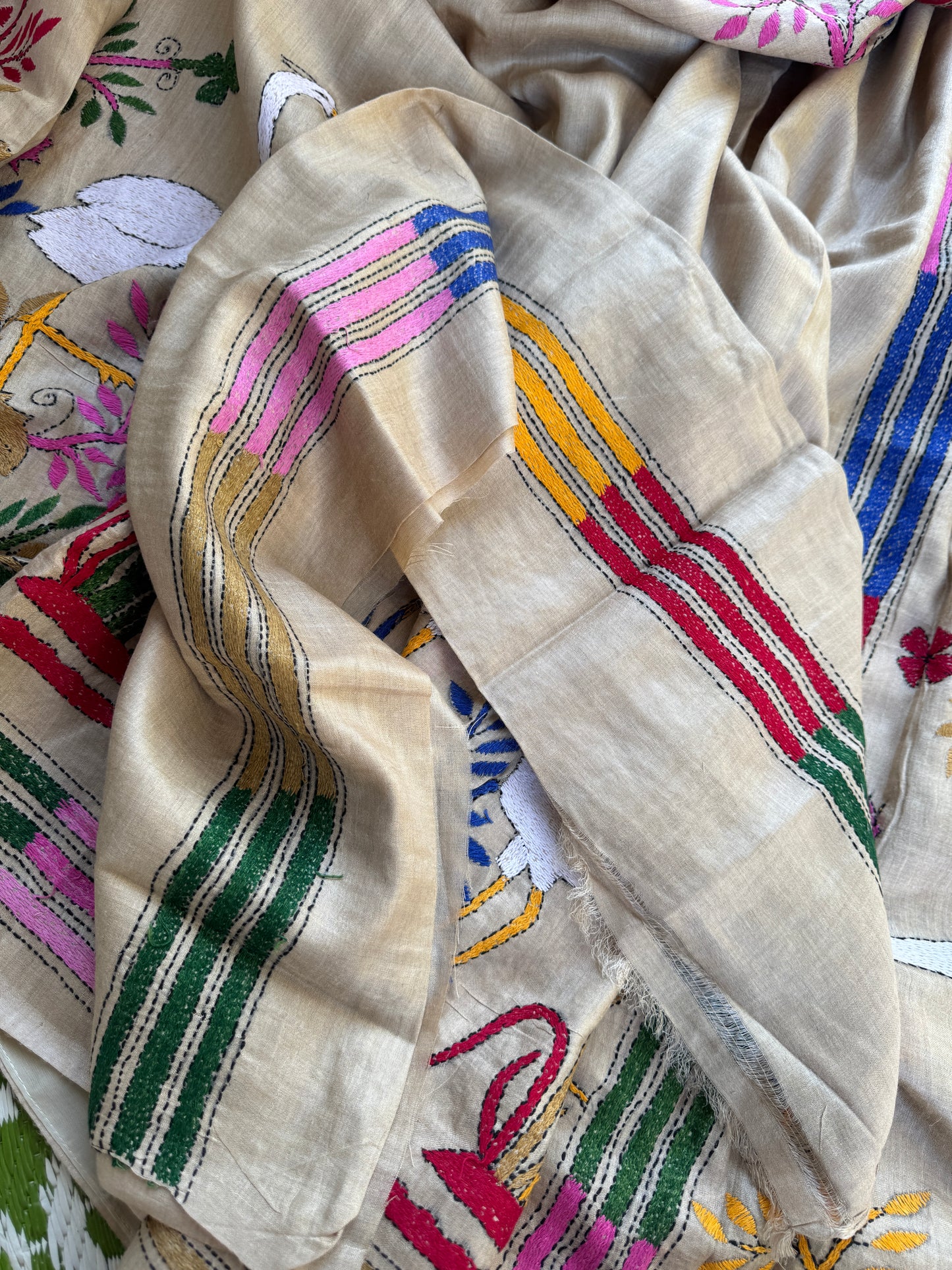 Handcrafted Kantha on Tussar