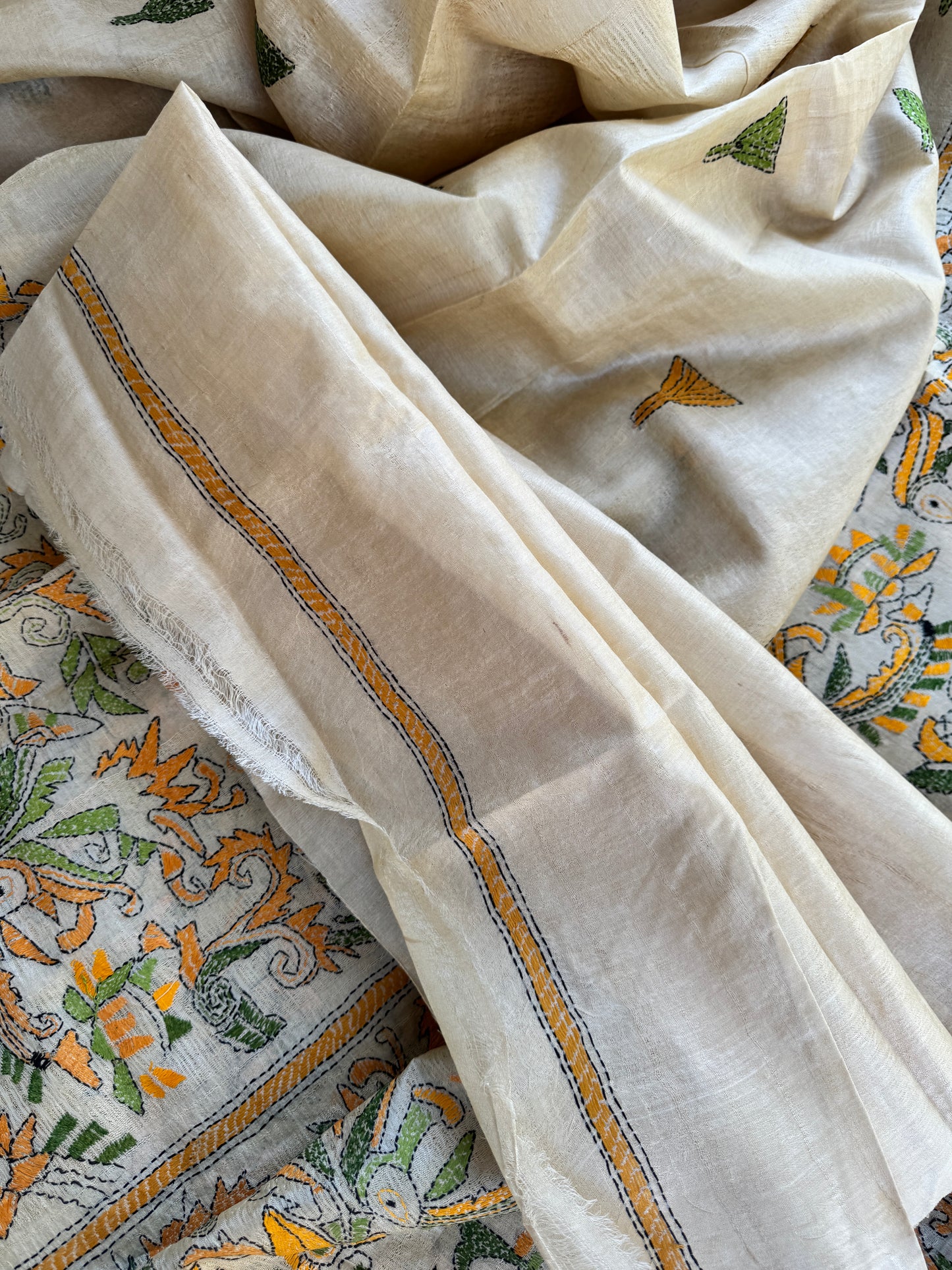 Handcrafted Kantha on Tussar