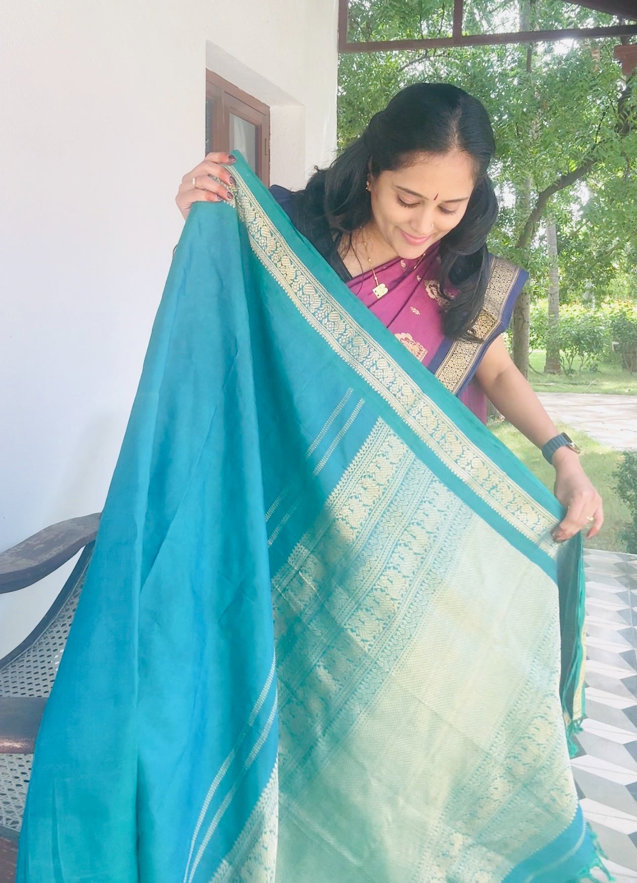 Grape green shot blue adai woven - A Vintage revival