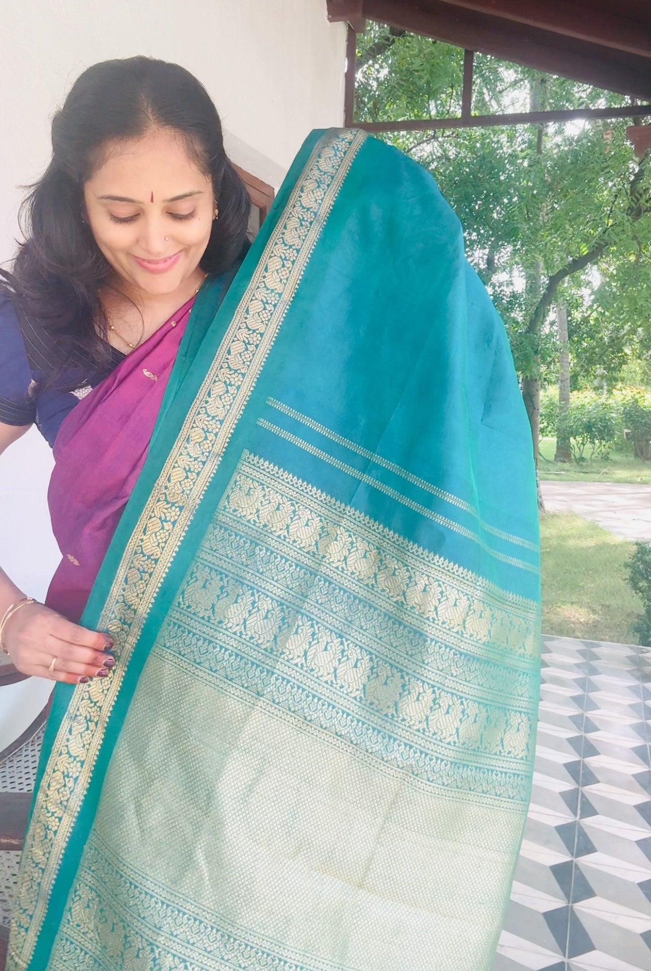 Grape green shot blue adai woven - A Vintage revival
