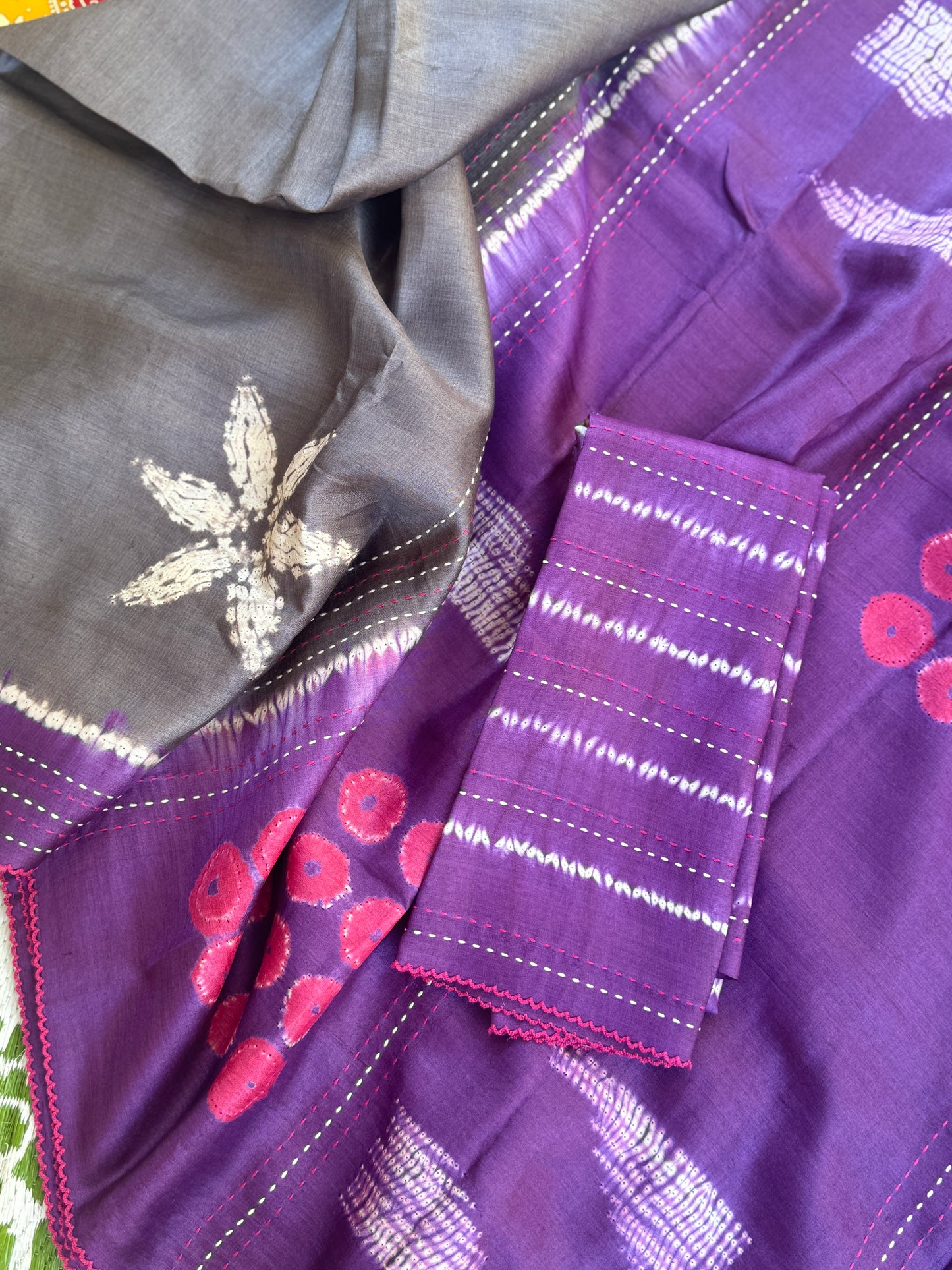 Nui Shibori x Kantha on Tussar