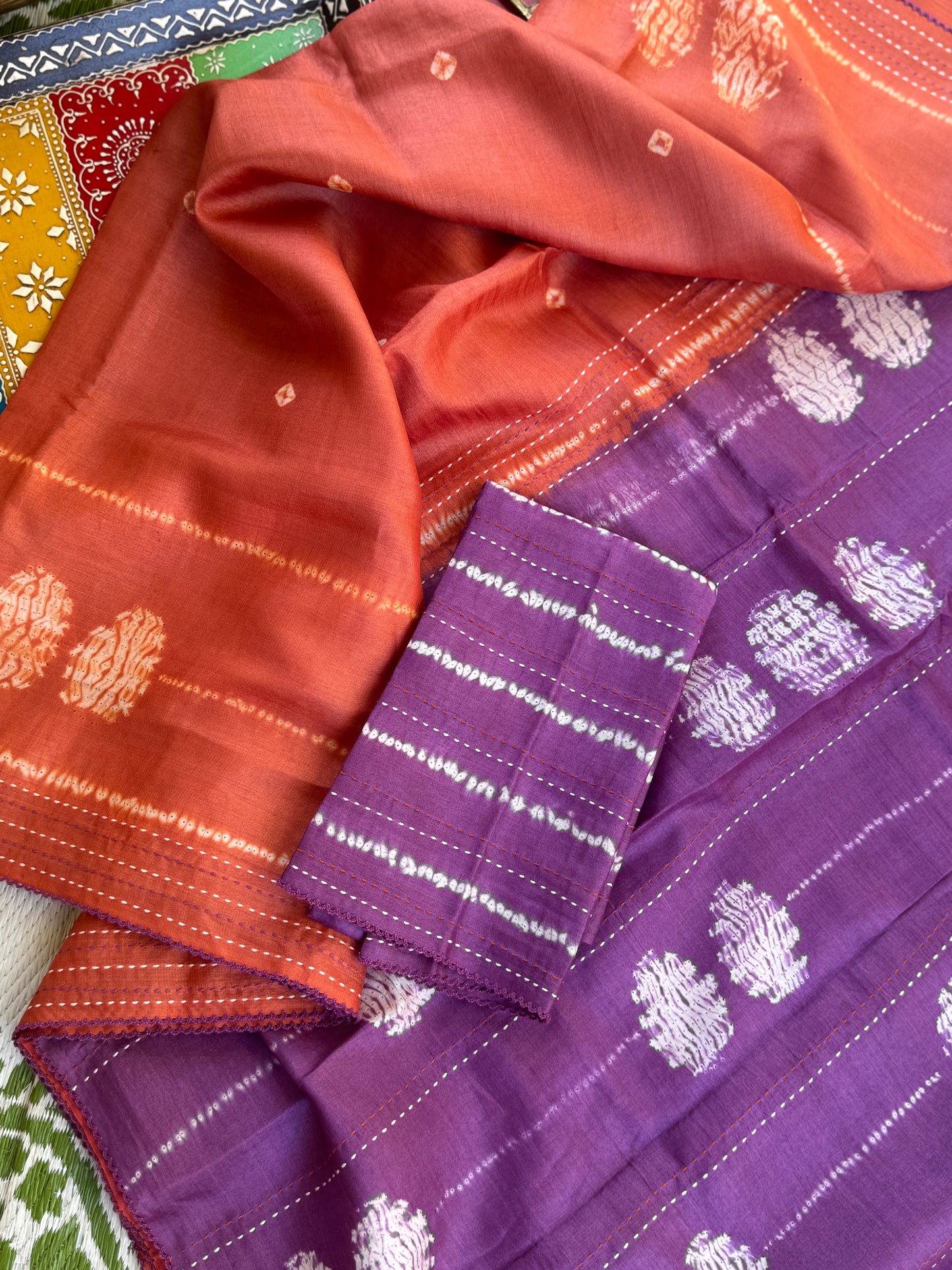 Nui Shibori x Kantha on Tussar