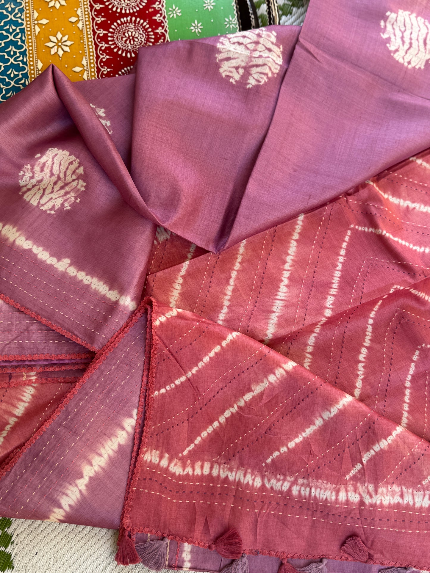 Nui Shibori x Kantha on Tussar