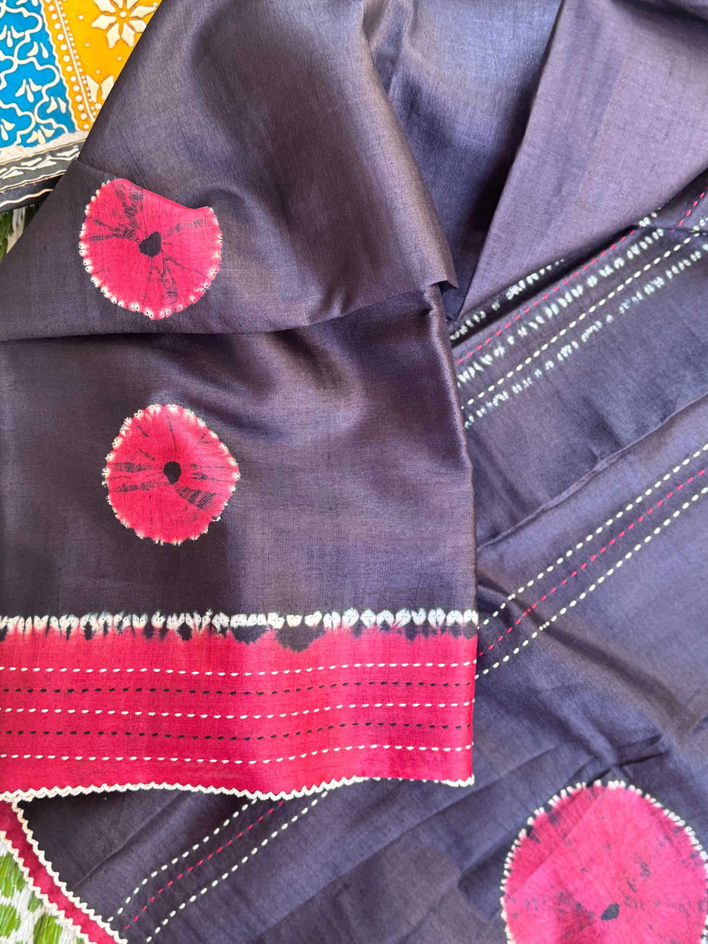 Nui Shibori x Kantha on Tussar