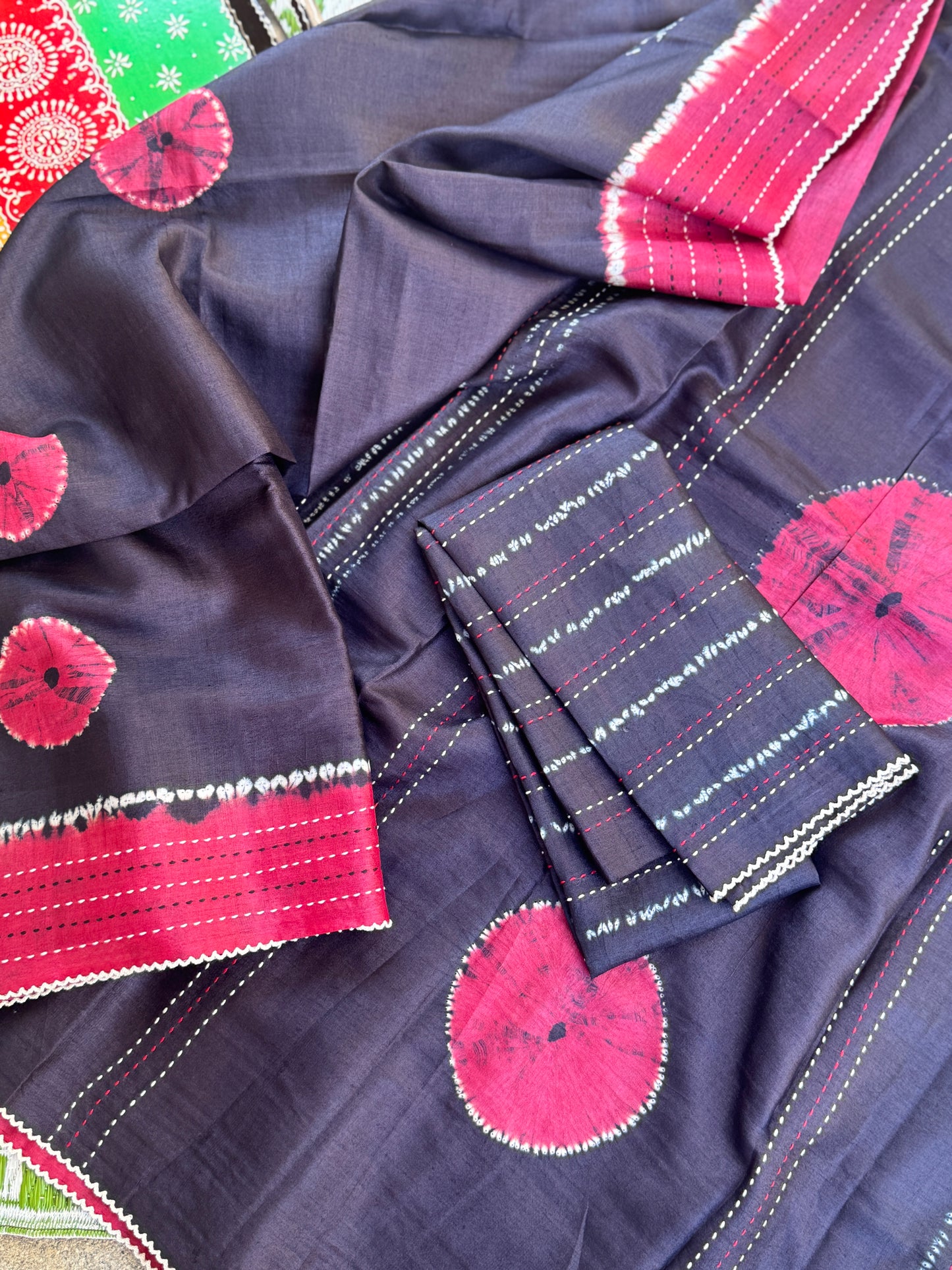 Nui Shibori x Kantha on Tussar