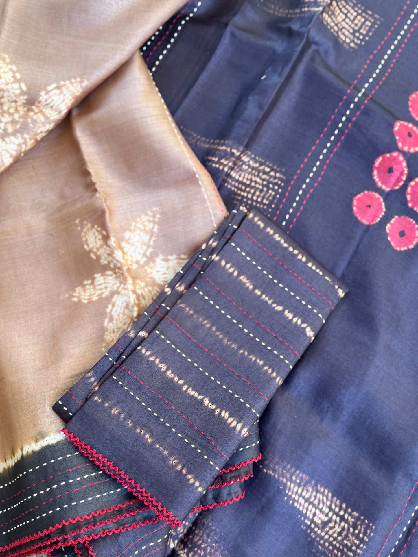 Nui Shibori x Kantha on Tussar