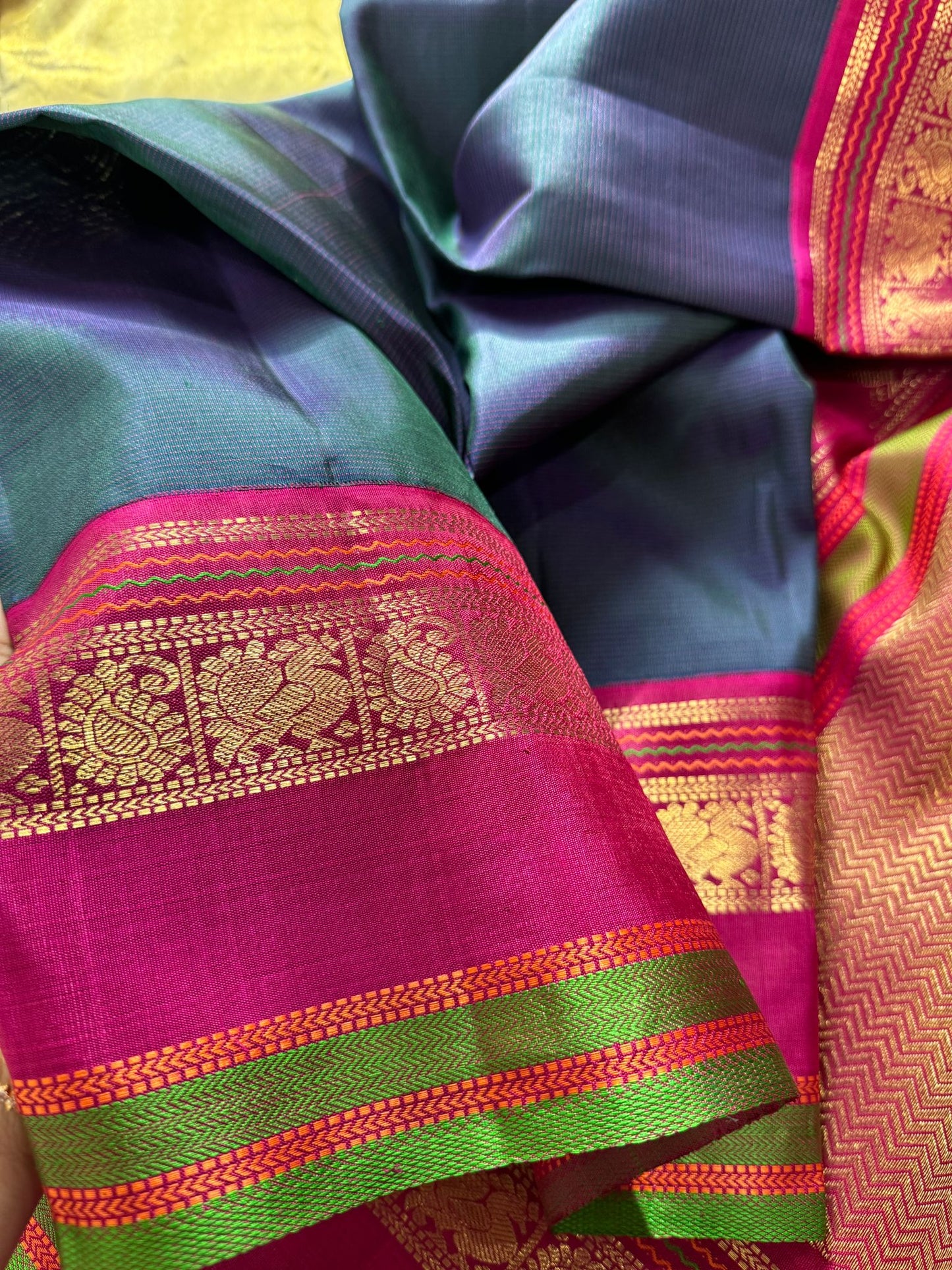 Peacock Green Korvai Kanjivaram Silk - MAATHEY collective