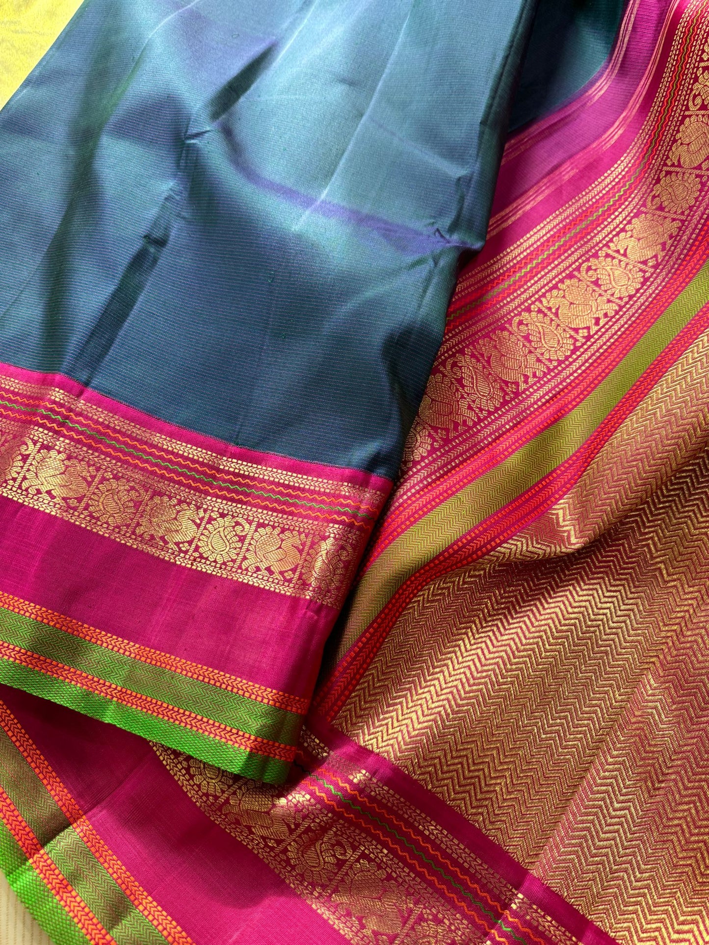 Peacock Green Korvai Kanjivaram Silk - MAATHEY collective