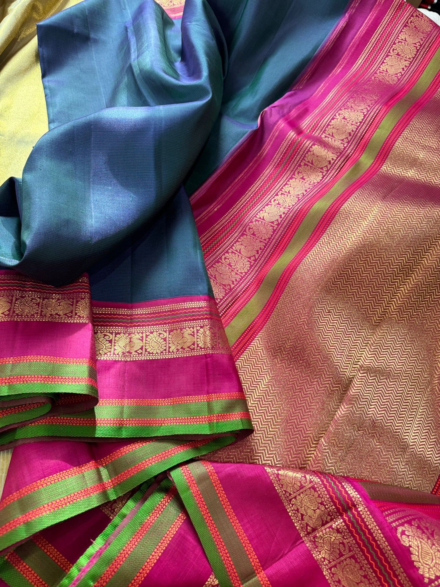 Peacock Green Korvai Kanjivaram Silk - MAATHEY collective
