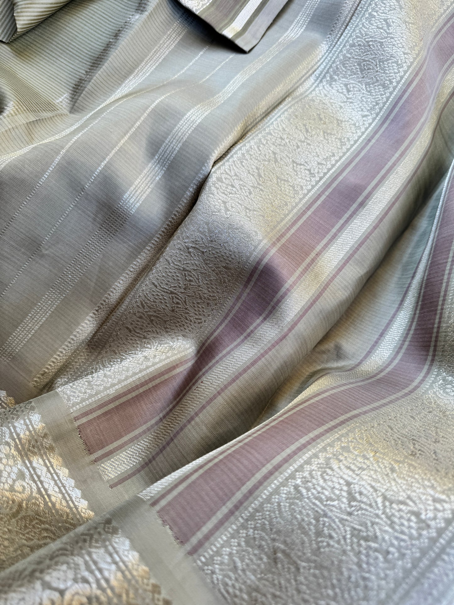 Pastel grey green Kanjivaram  - Swara