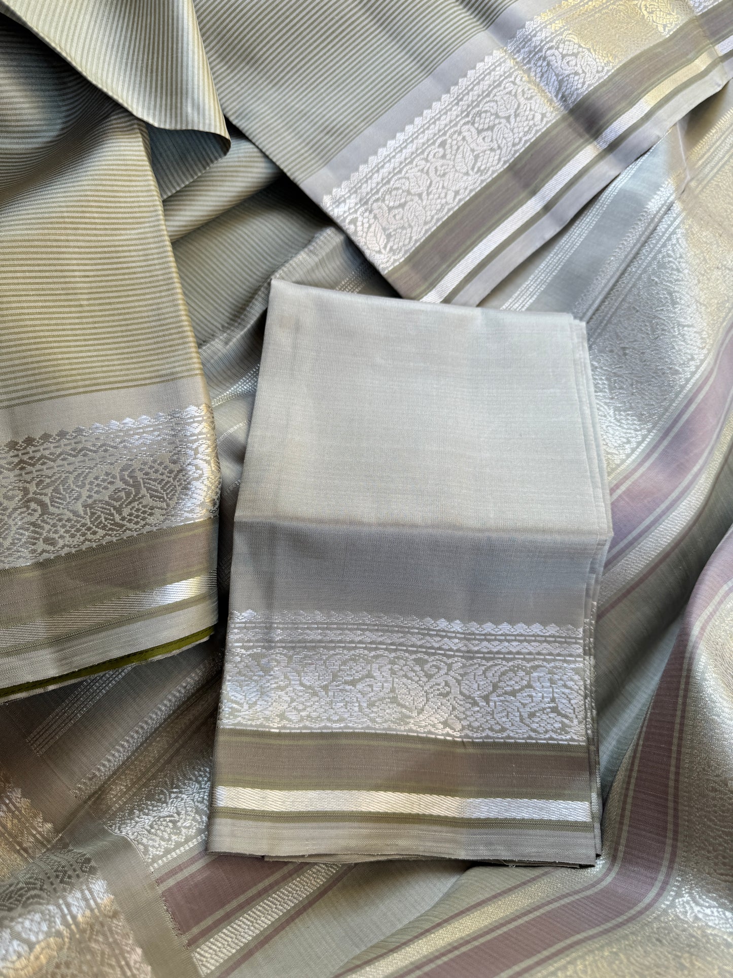 Pastel grey green Kanjivaram  - Swara