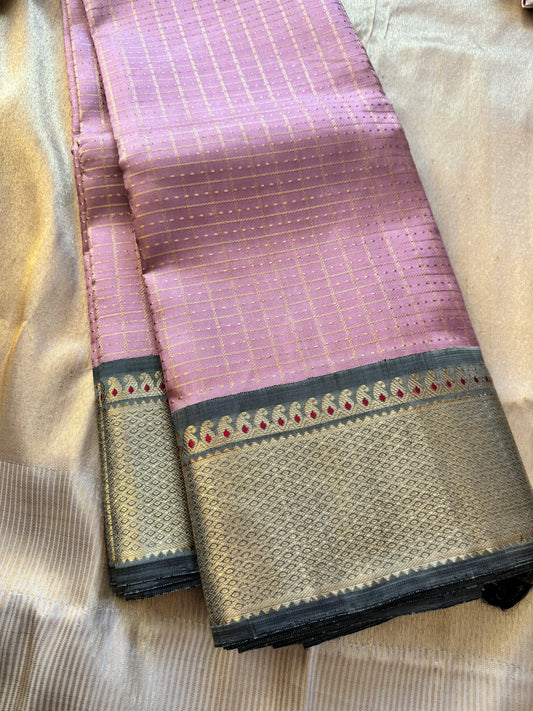 Zari Lakshadeepam in Onion pink & Moss Green  - A Vintage revival