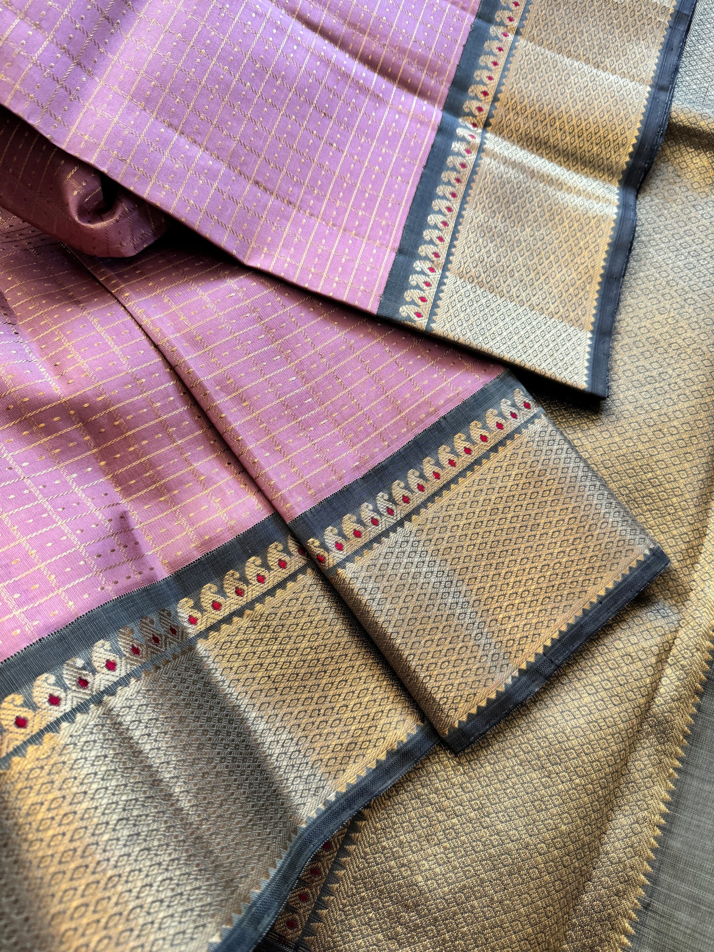 Zari Lakshadeepam in Onion pink & Moss Green  - A Vintage revival