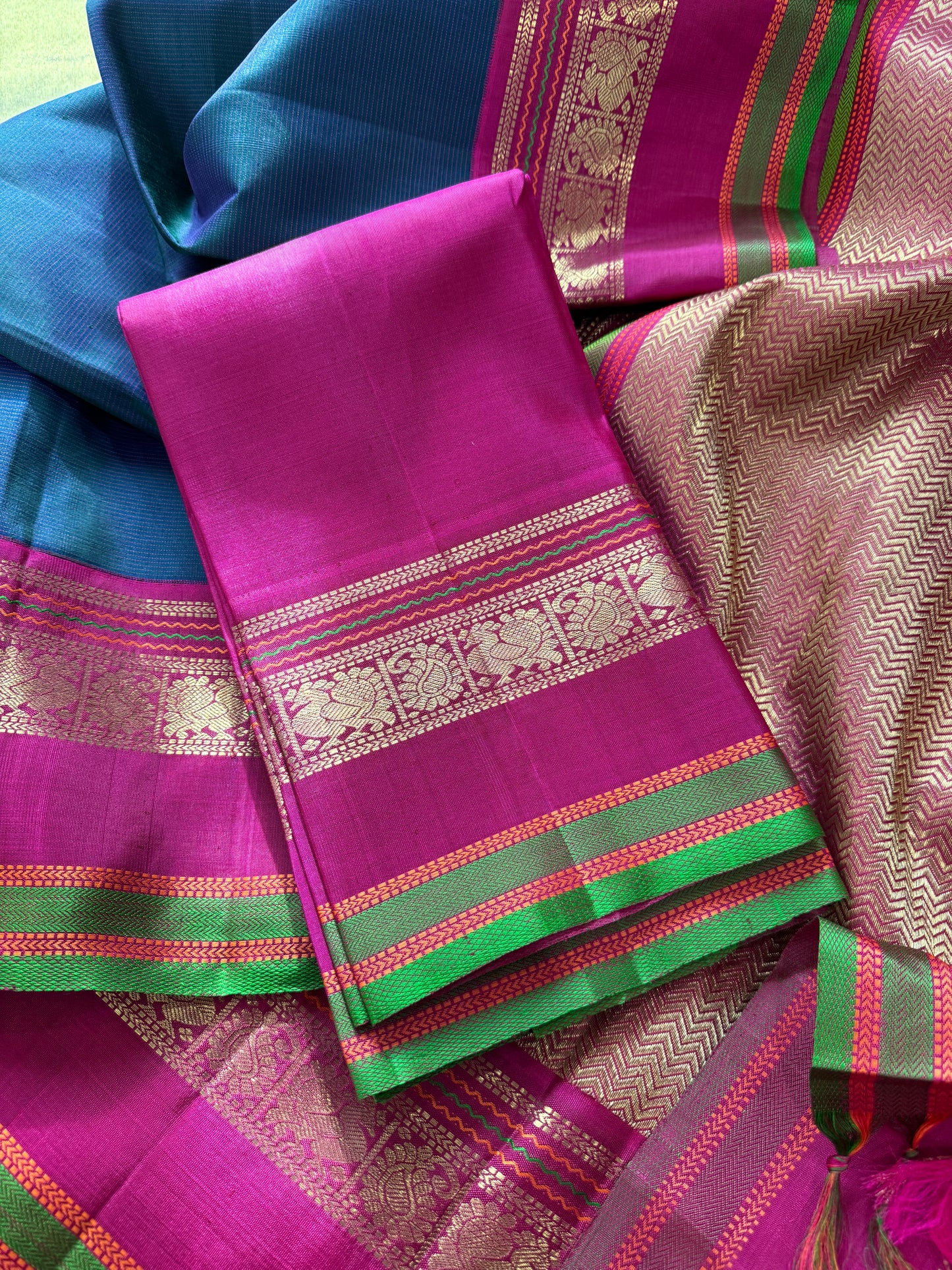 Peacock Green Korvai Kanjivaram Silk - MAATHEY collective