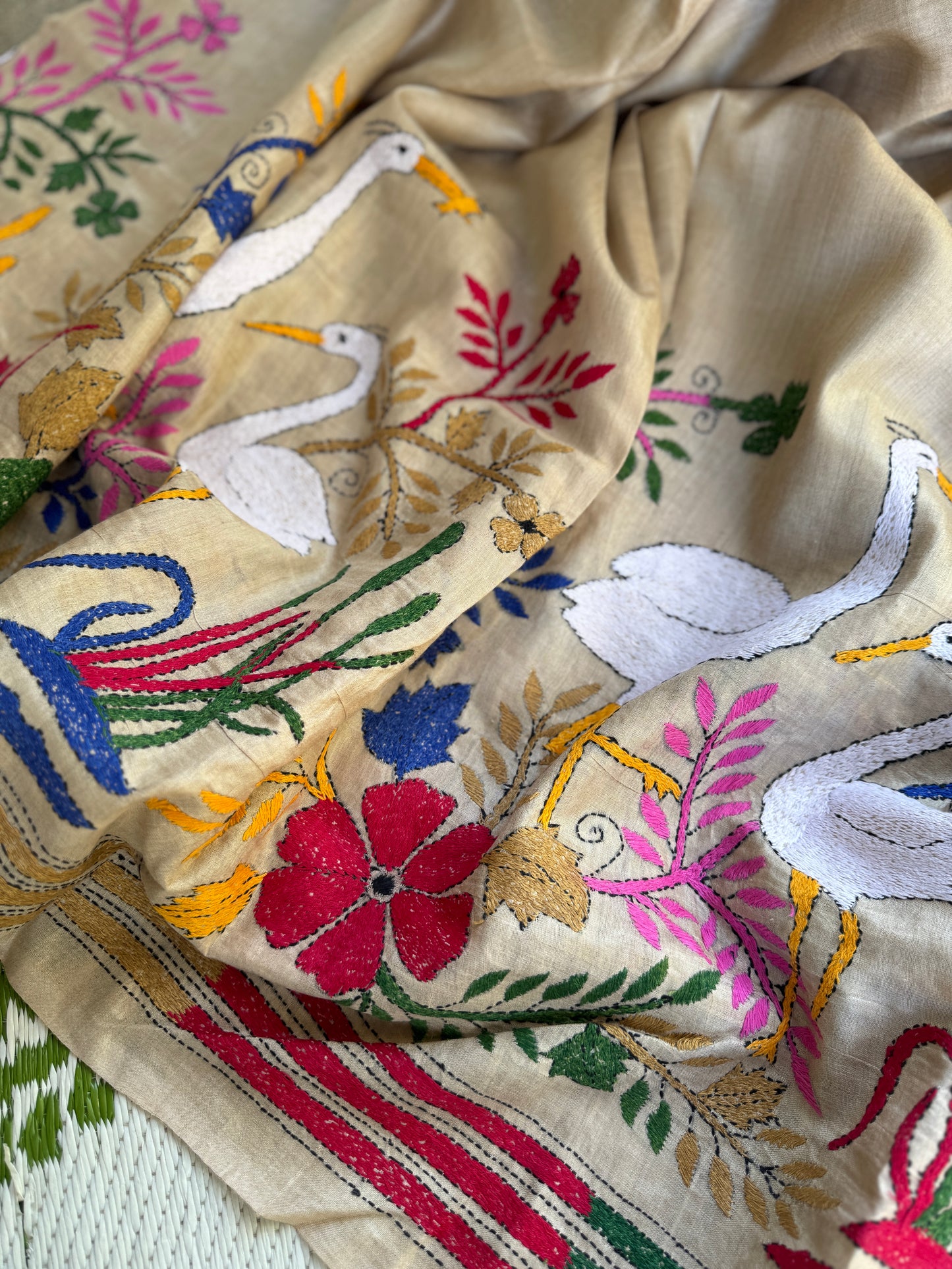 Handcrafted Kantha on Tussar