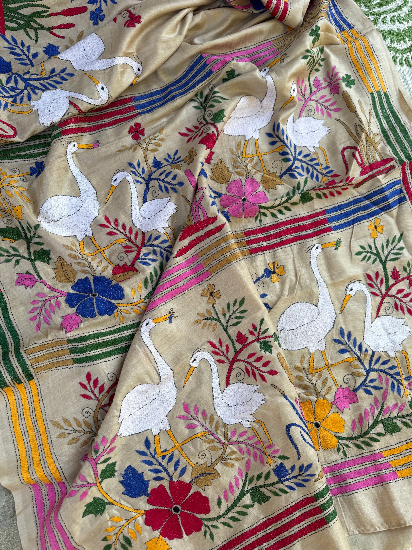 Handcrafted Kantha on Tussar