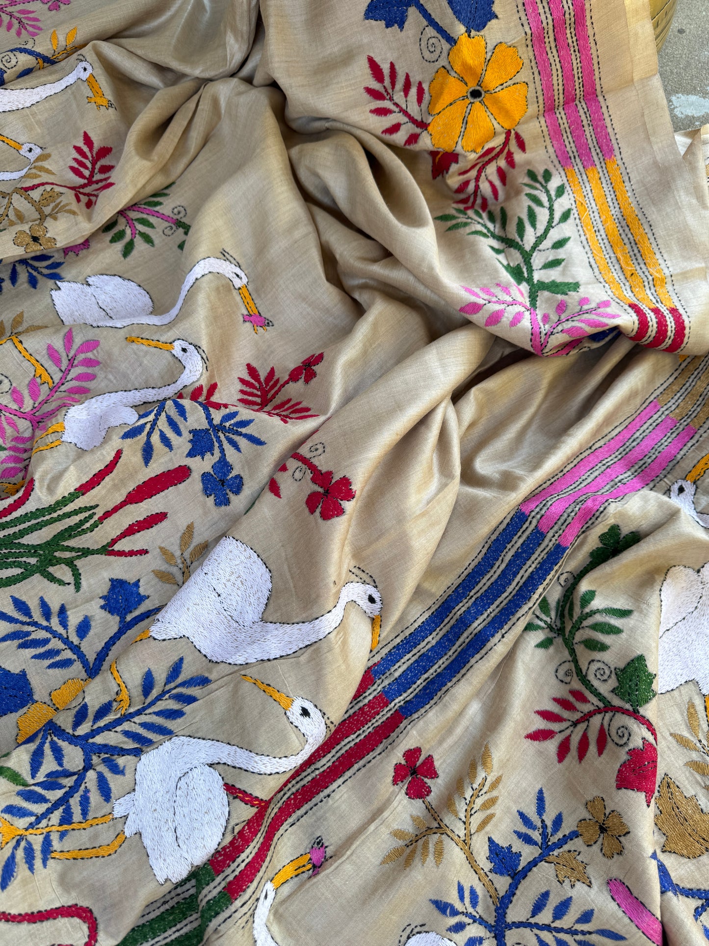 Handcrafted Kantha on Tussar