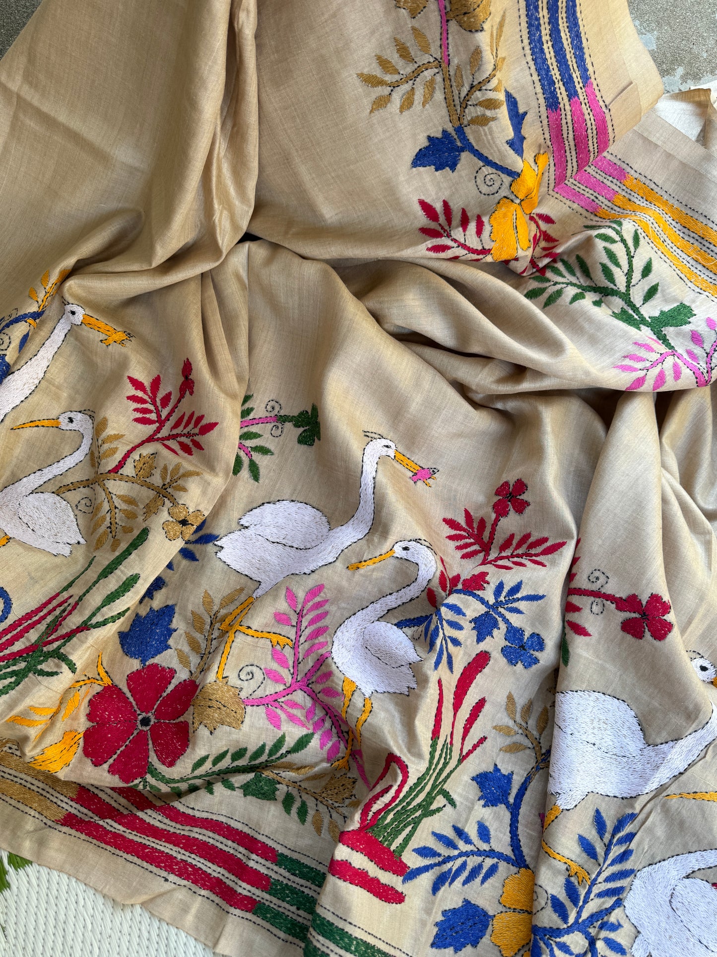 Handcrafted Kantha on Tussar