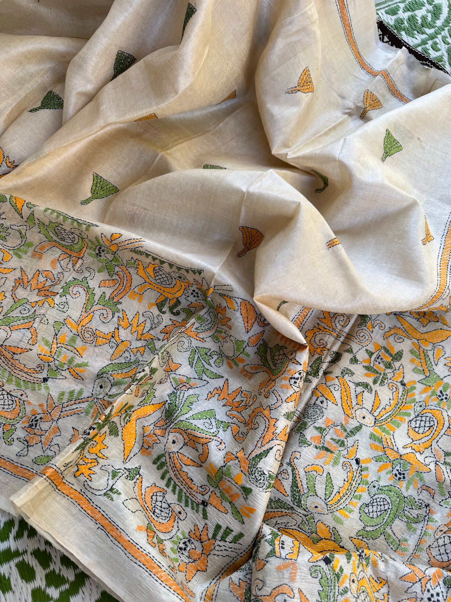 Handcrafted Kantha on Tussar