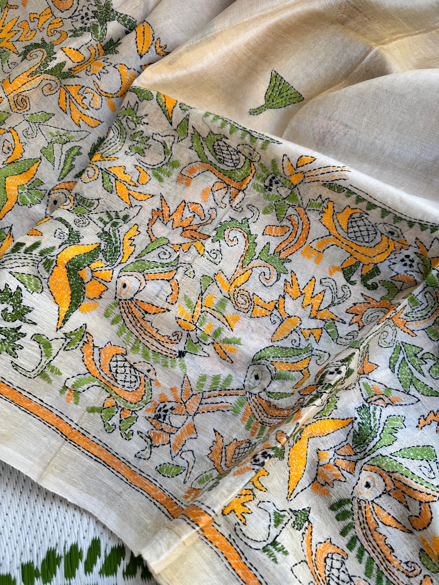 Handcrafted Kantha on Tussar