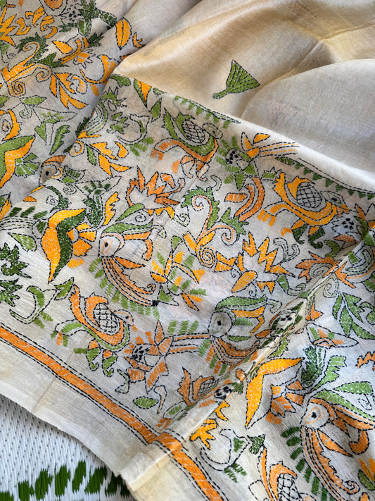 Handcrafted Kantha on Tussar