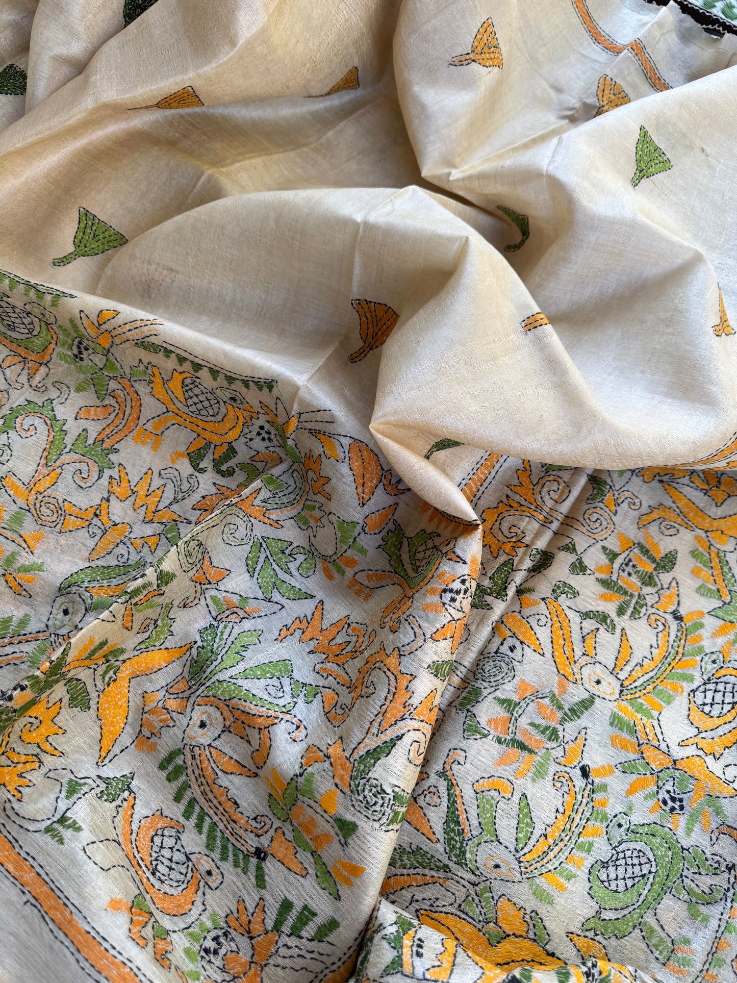 Handcrafted Kantha on Tussar