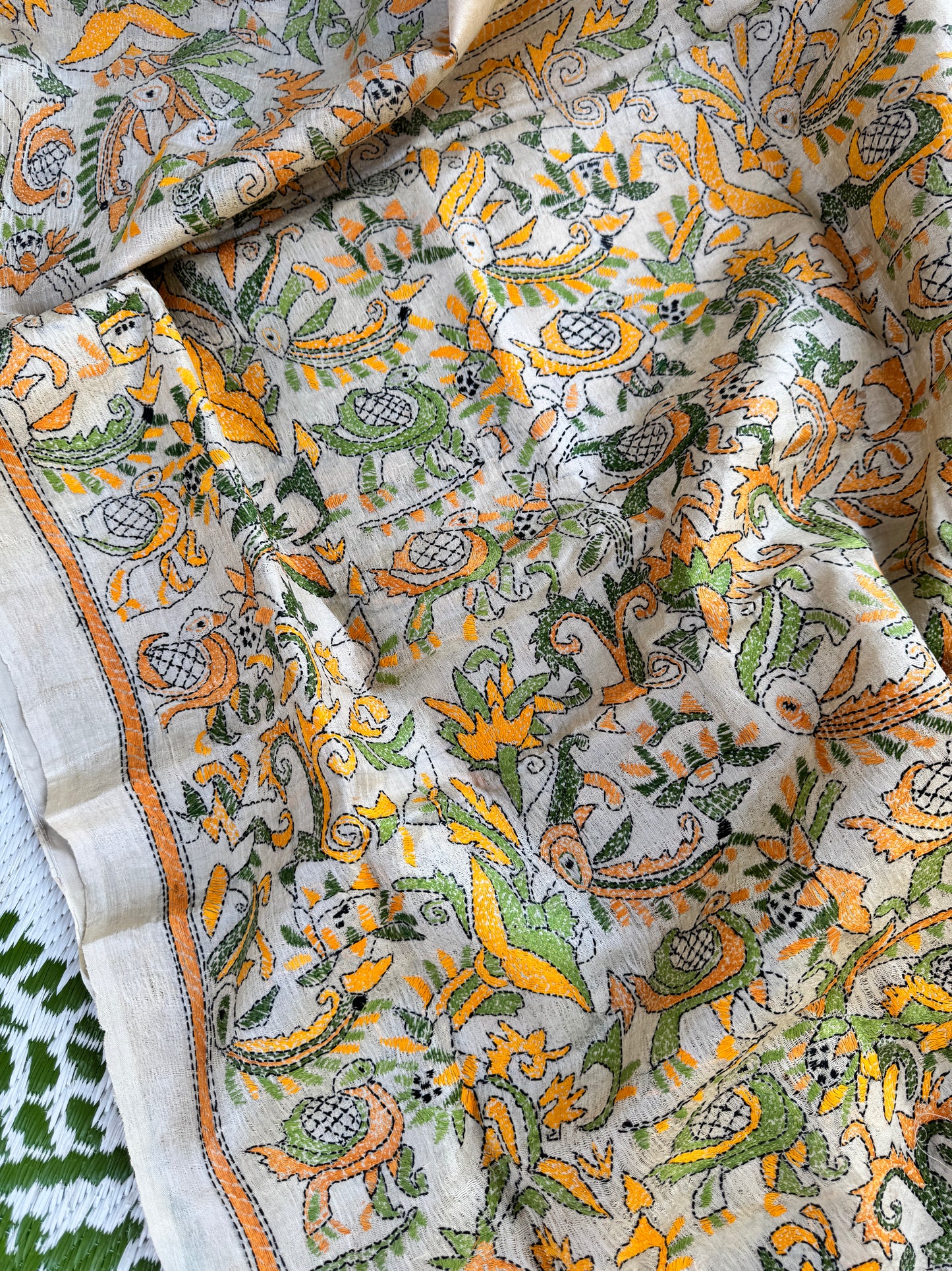 Handcrafted Kantha on Tussar