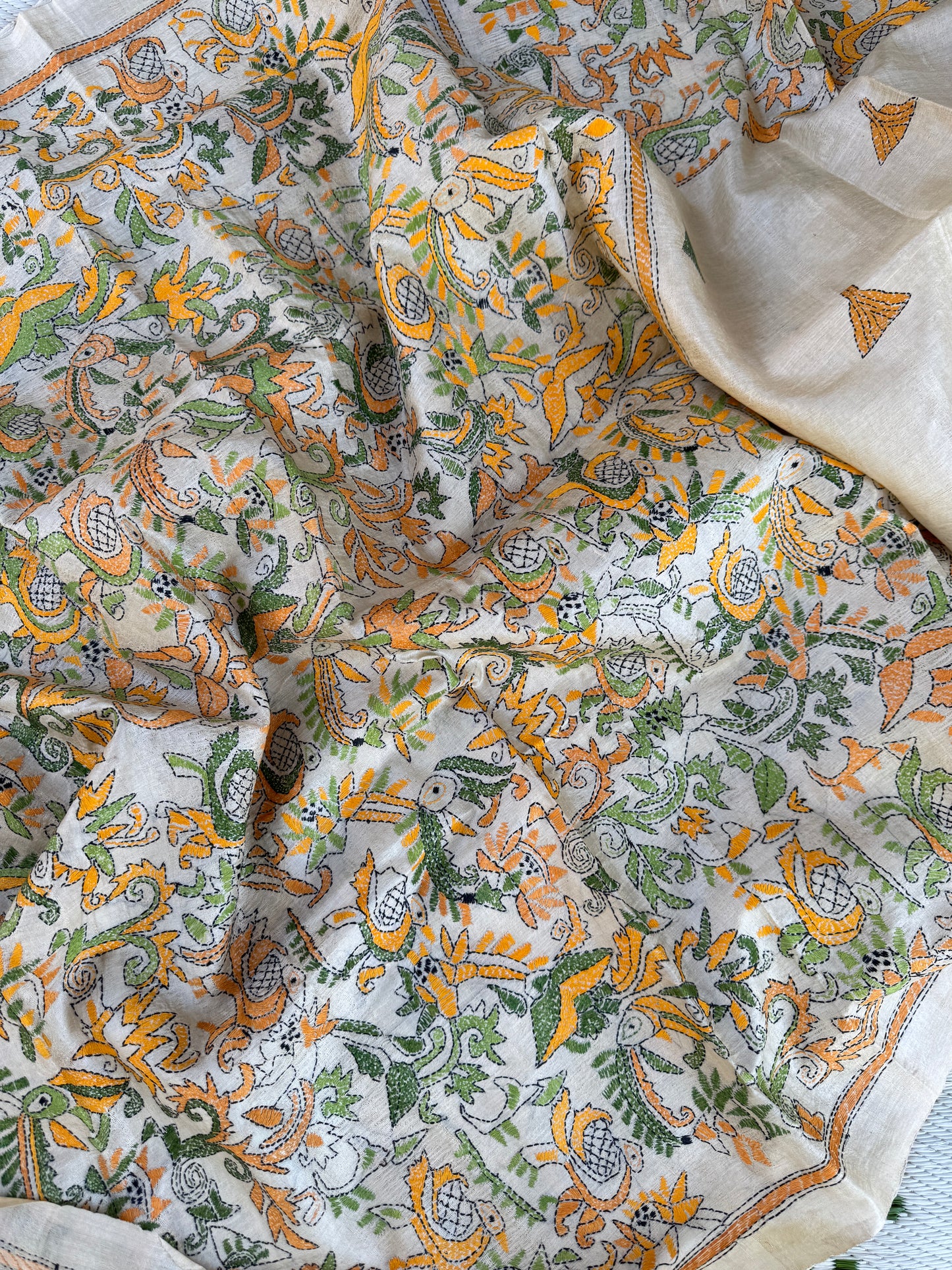 Handcrafted Kantha on Tussar