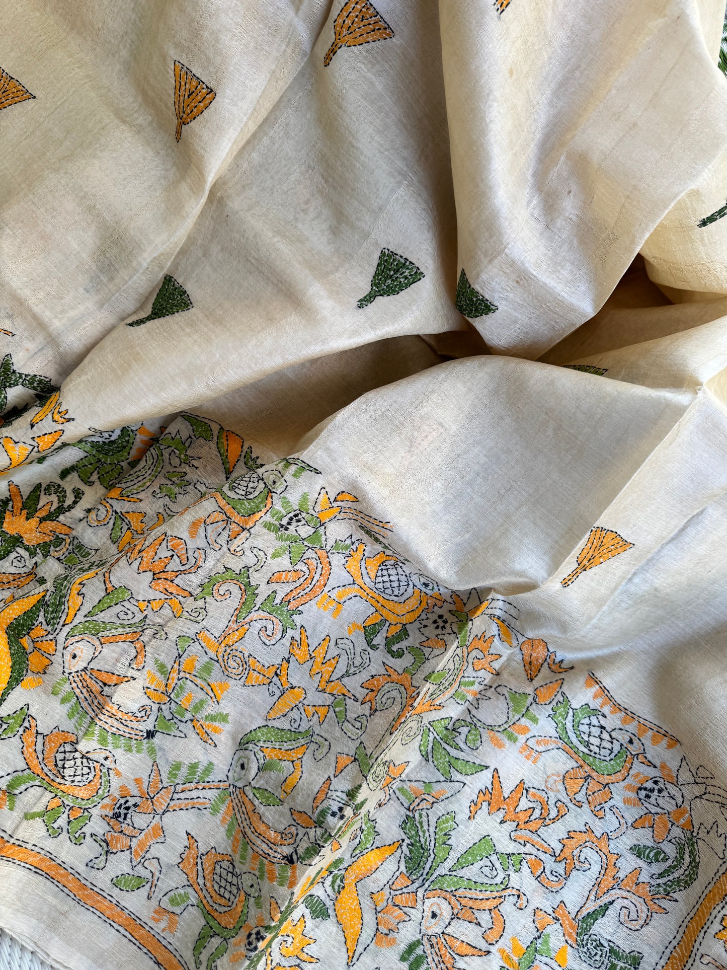 Handcrafted Kantha on Tussar