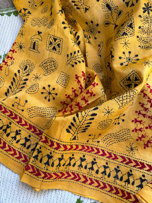 Handcrafted Kantha on Tussar