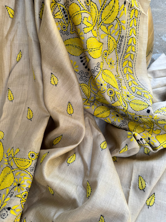 Handcrafted Kantha on Tussar