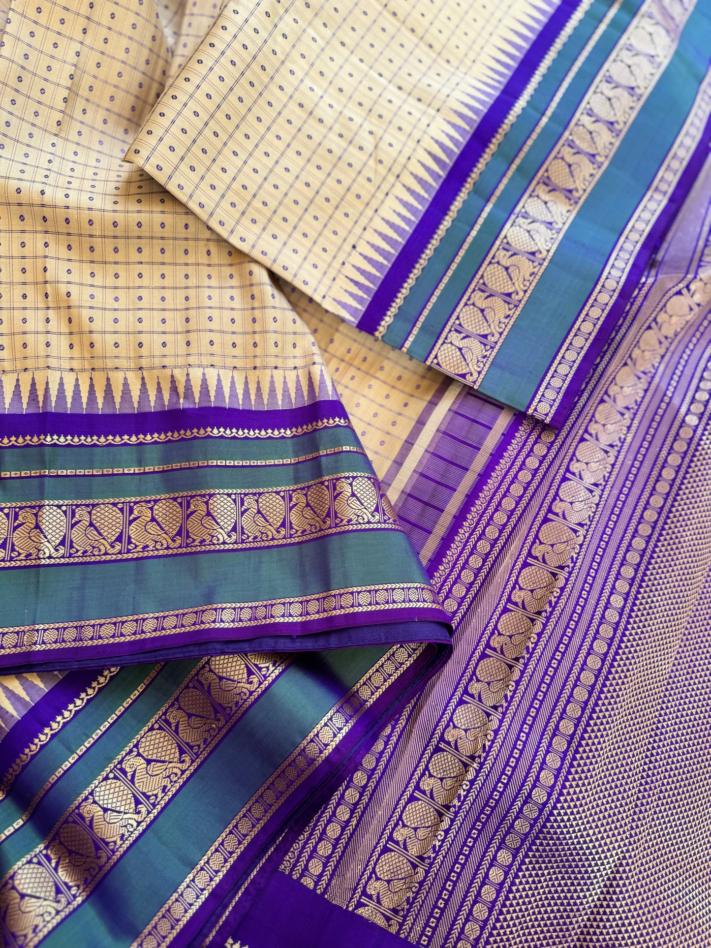 No Zari Kanjivaram silk - Lakshadeepam