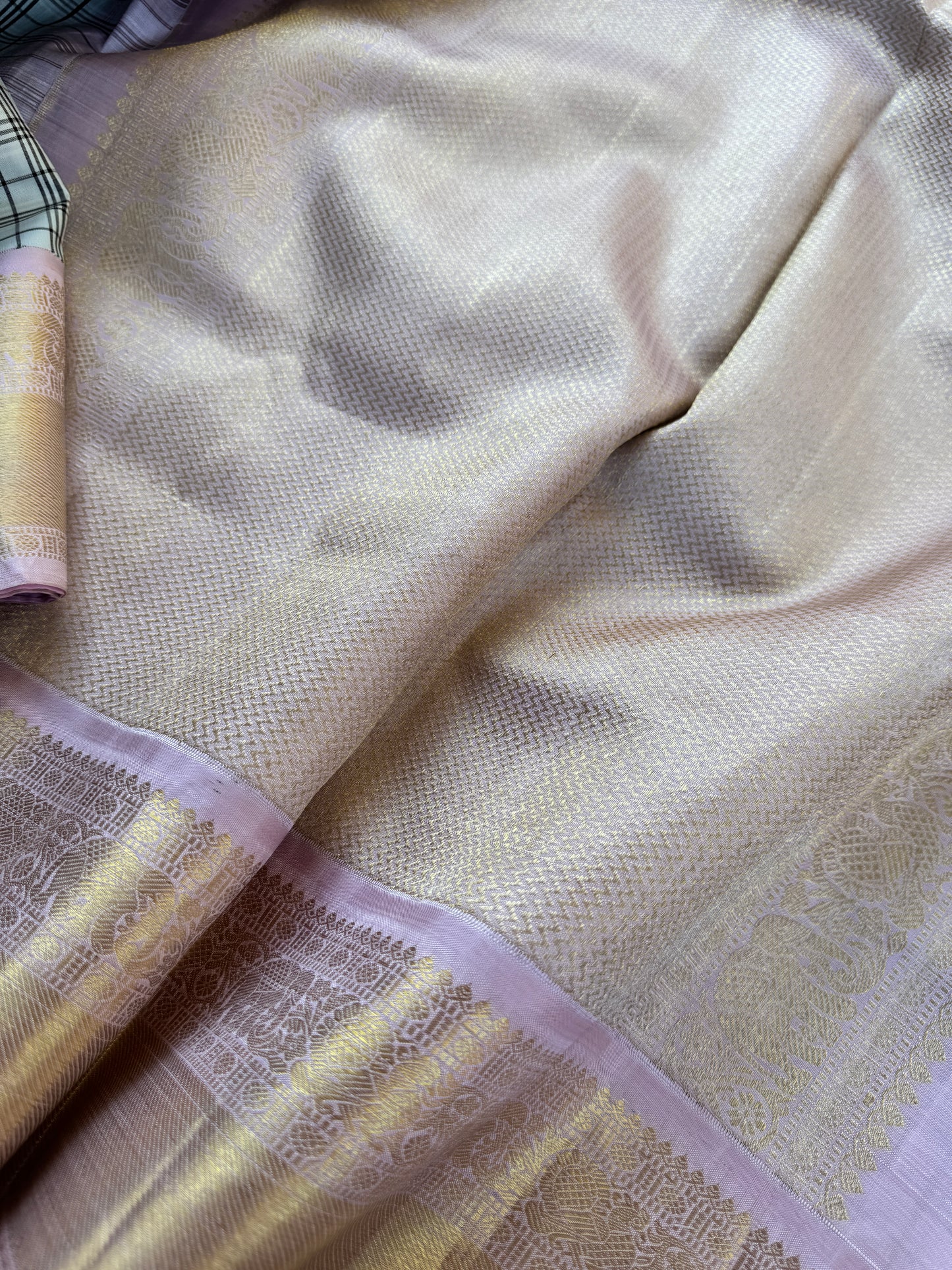 Lungi checks Kanjivaram silk - Vintage Revival