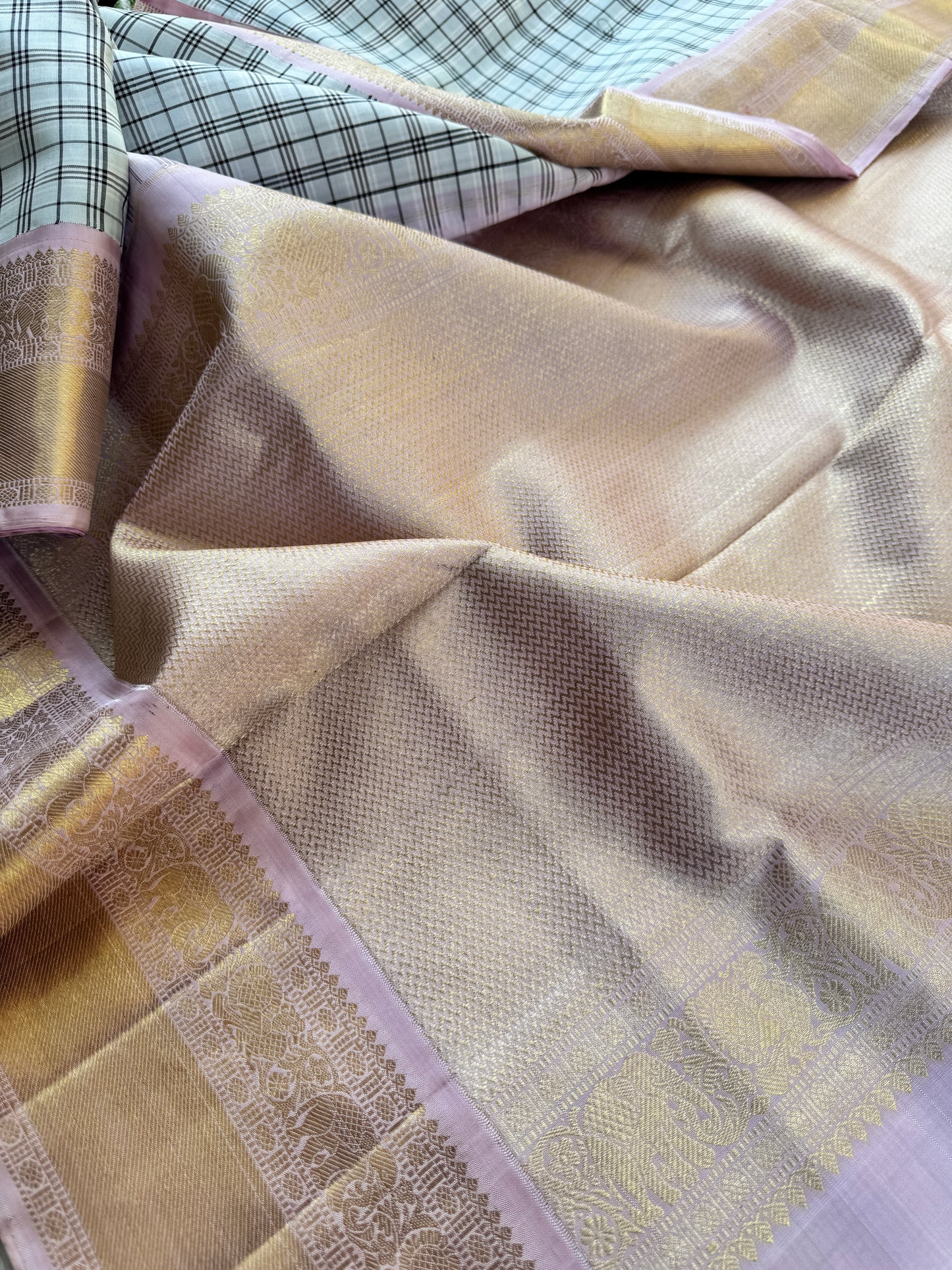 Lungi checks Kanjivaram silk - Vintage Revival