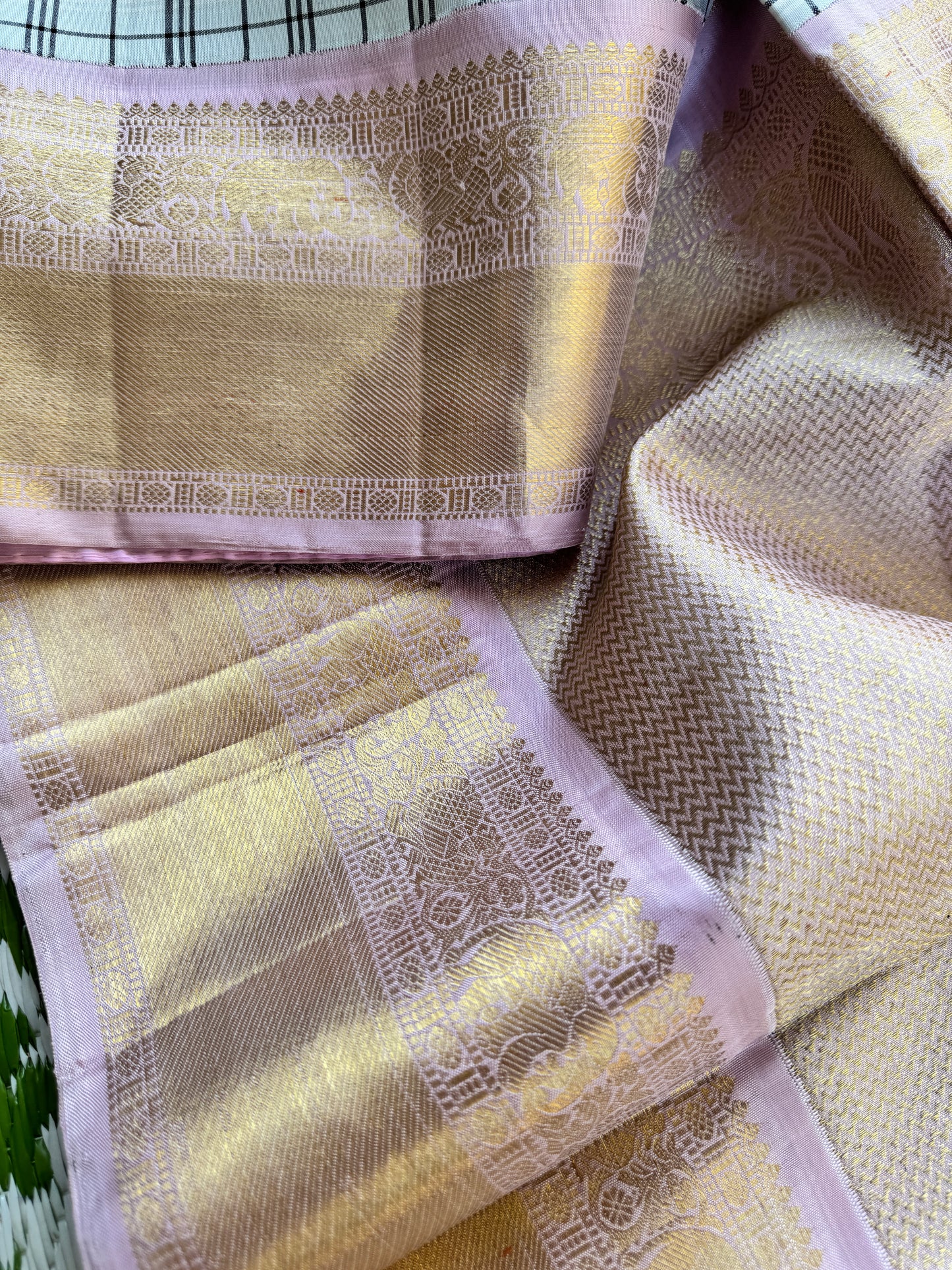 Lungi checks Kanjivaram silk - Vintage Revival