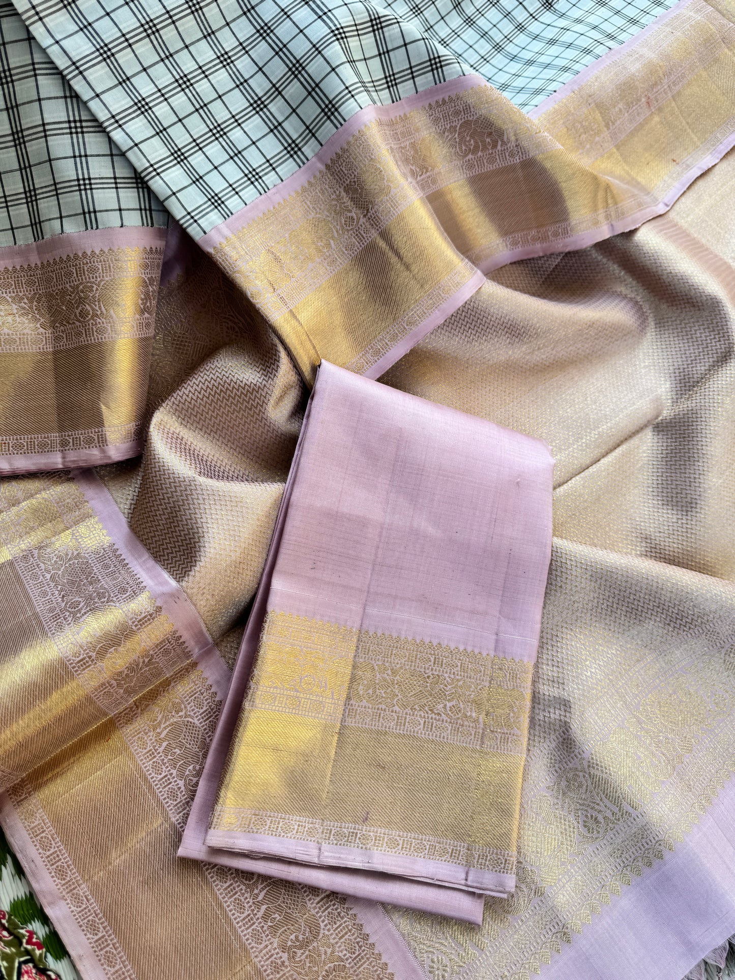 Lungi checks Kanjivaram silk - Vintage Revival