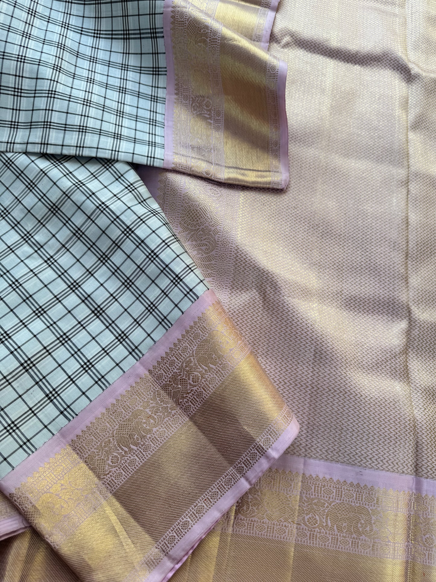 Lungi checks Kanjivaram silk - Vintage Revival
