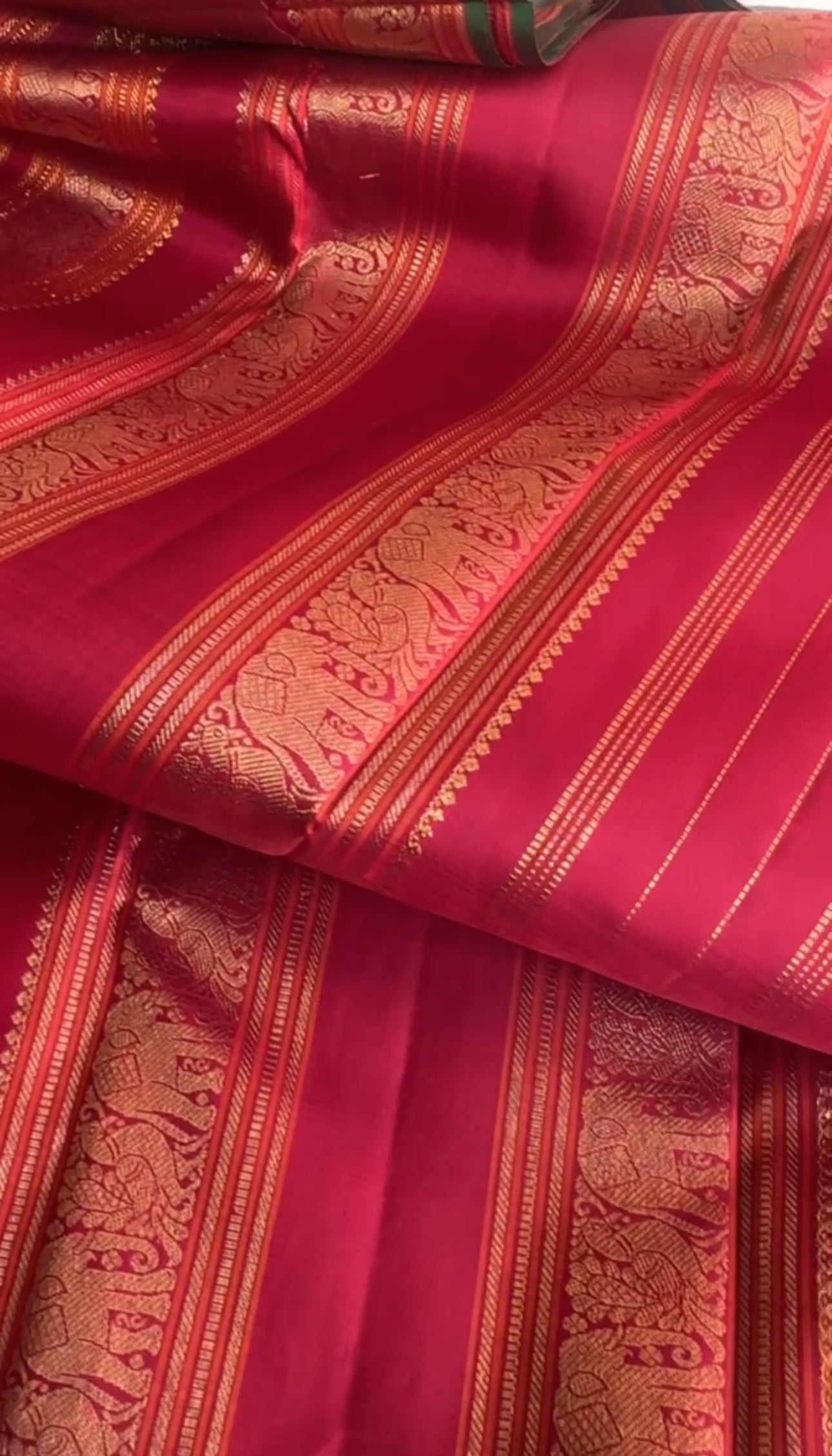 Biscuit  + Ruby - Maathey Kanjivaram Silk