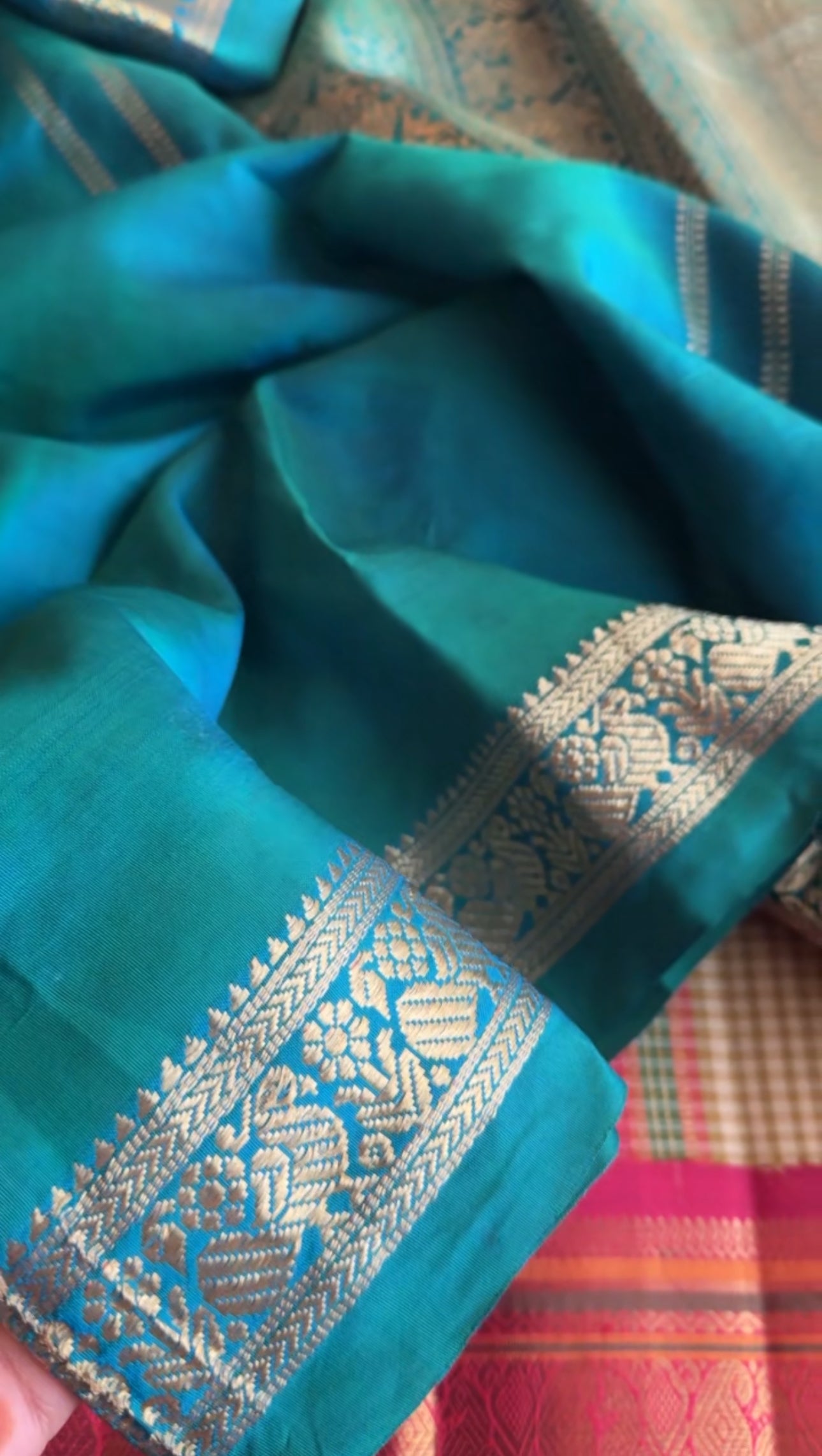 Grape green shot blue adai woven  - A Vintage revival