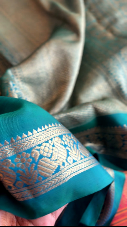 Grape green shot blue adai woven  - A Vintage revival