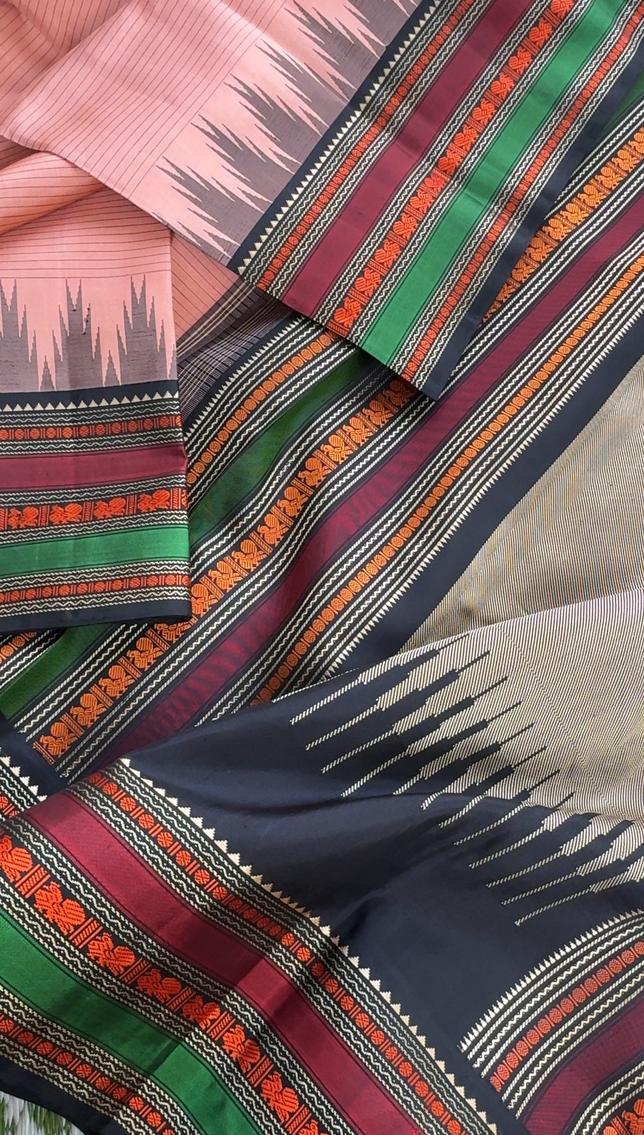 No Zari Kanjivaram silk - Salmon color