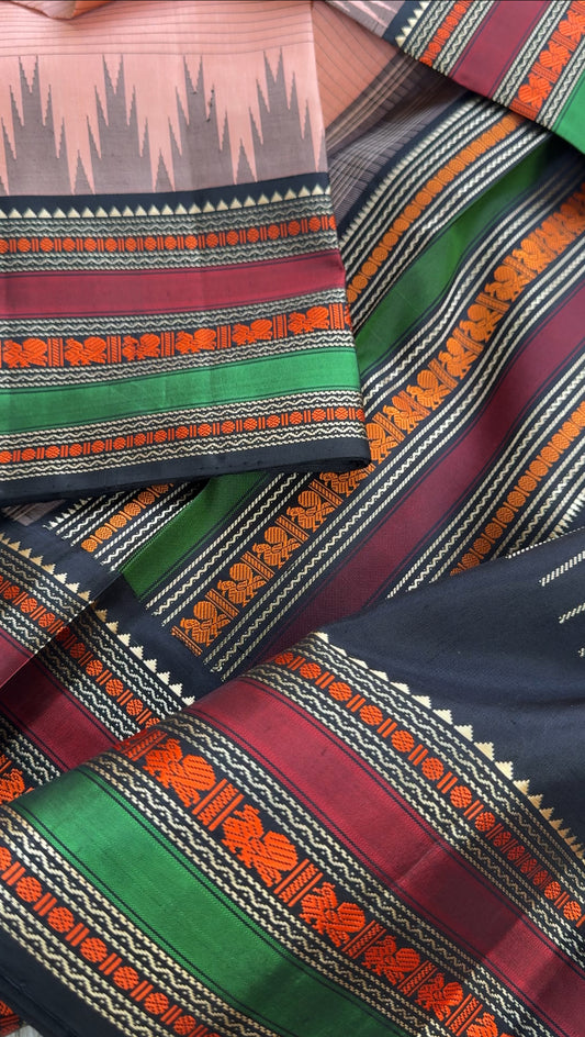 No Zari Kanjivaram silk - Salmon color