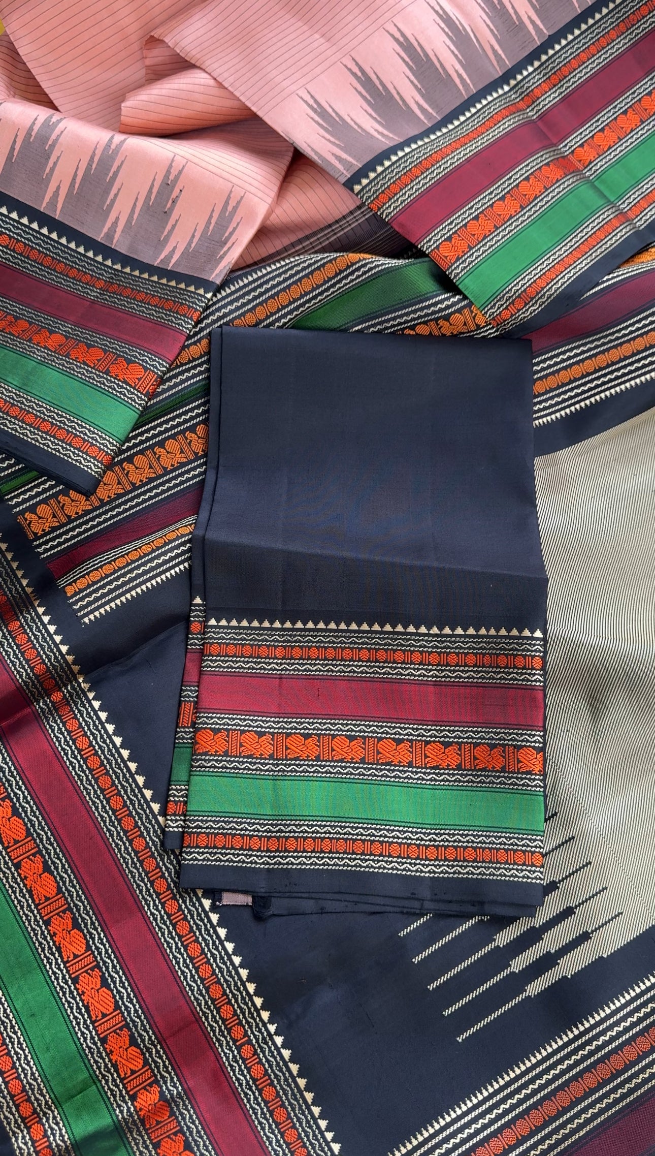 No Zari Kanjivaram silk - Salmon color