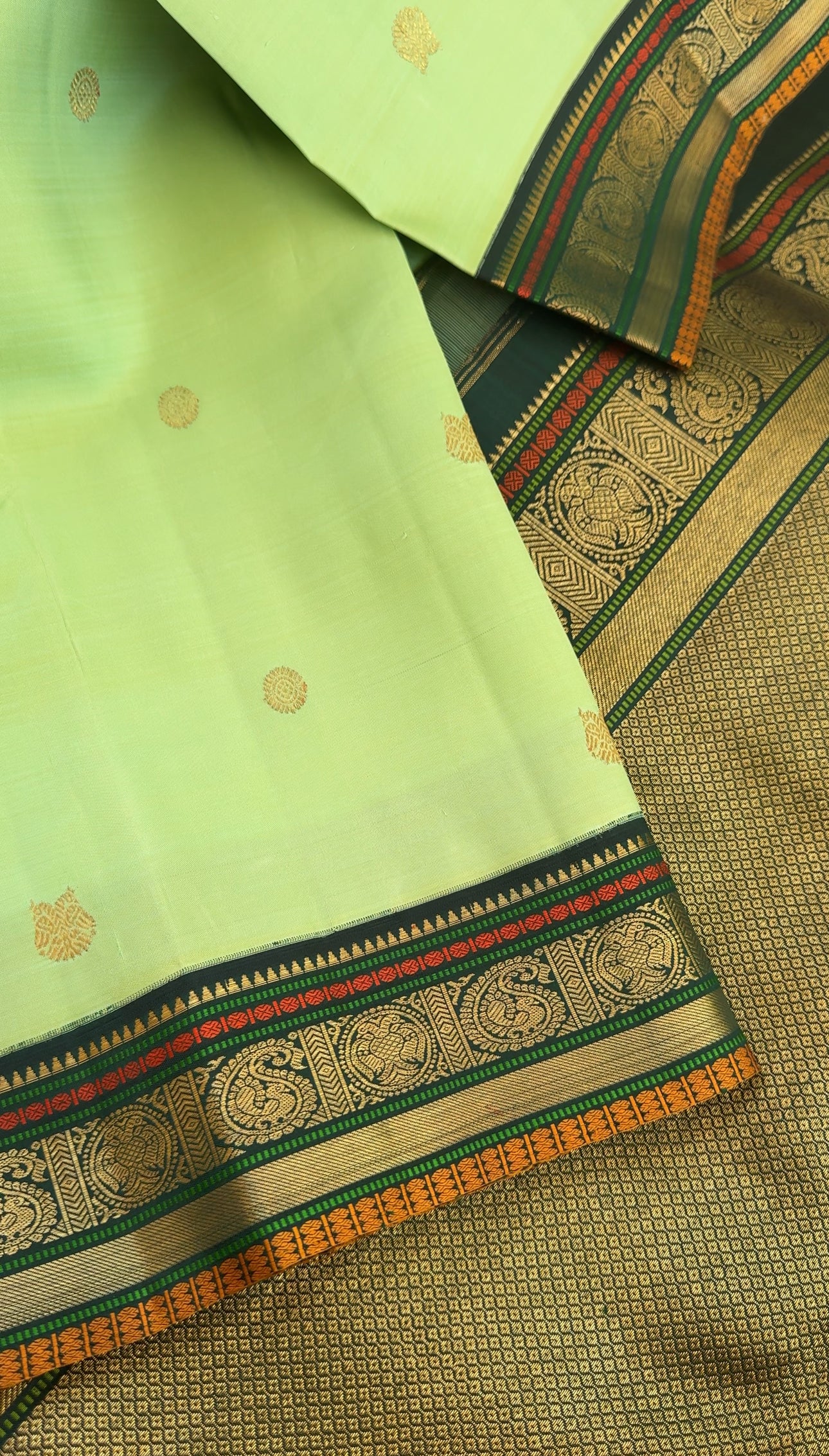 Mint green & Bottle green - Maathey  Korvai Kanjivaram