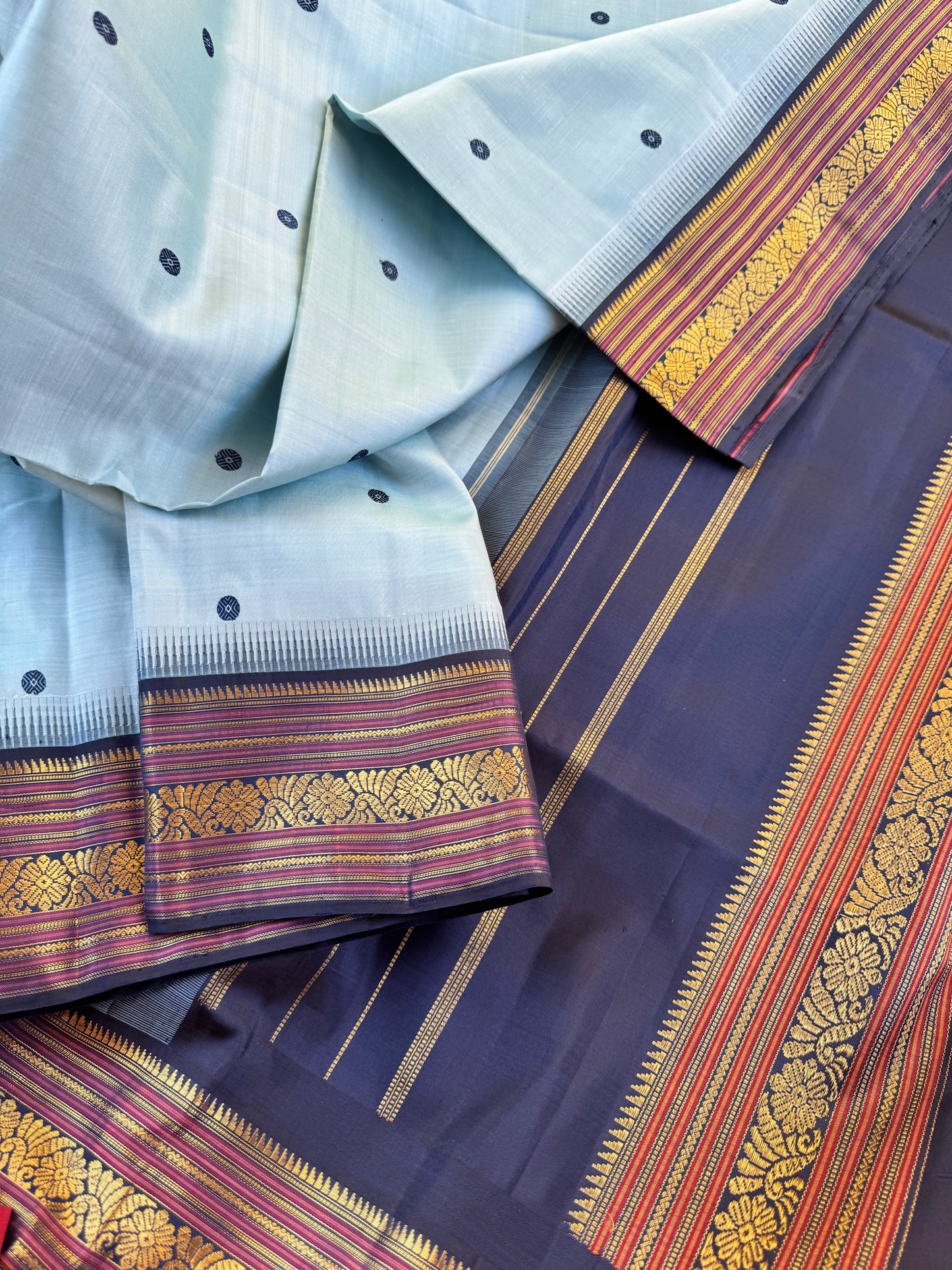Blue on Blue  - Maathey  Korvai Kanjivaram