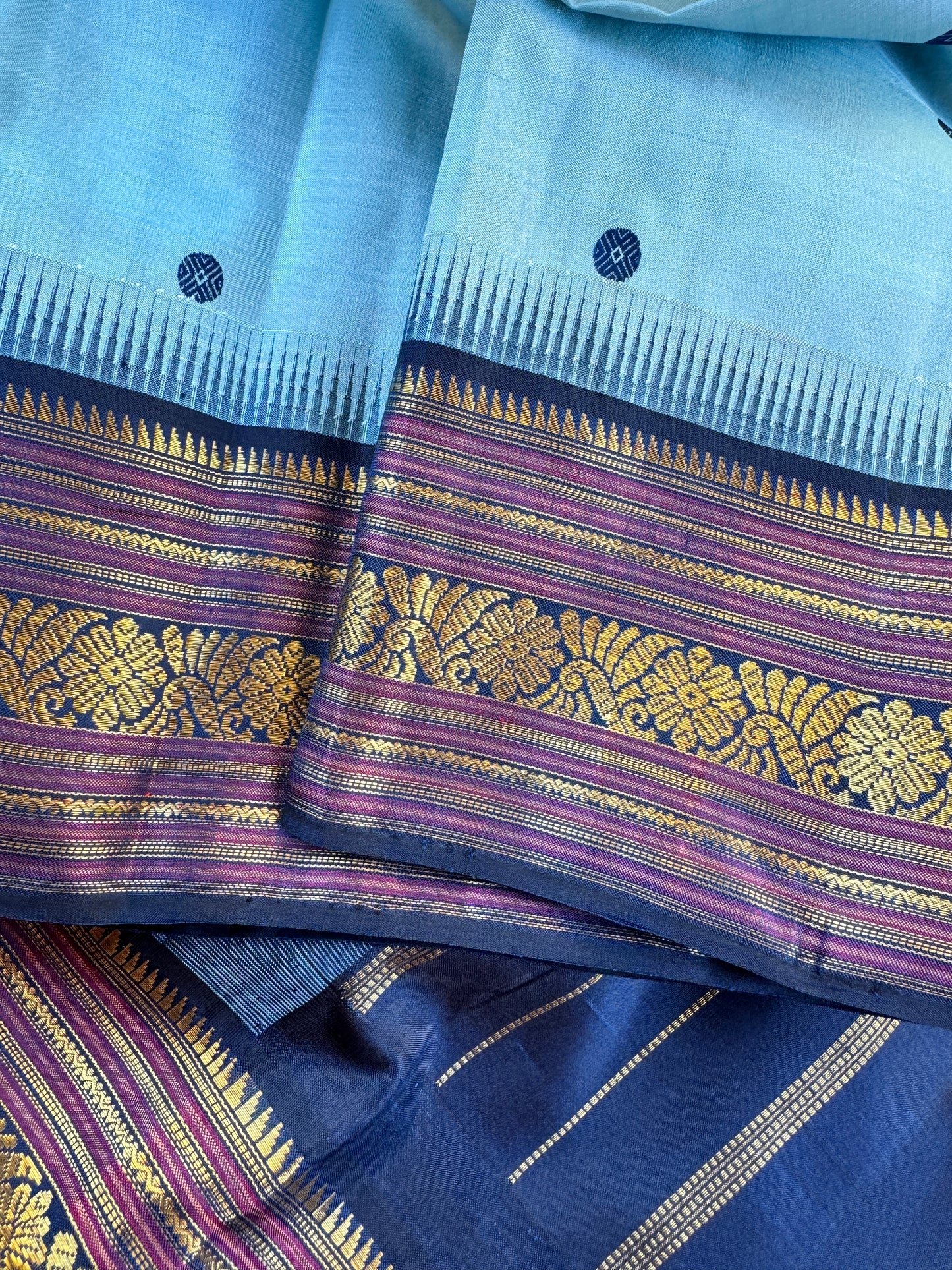 Blue on Blue  - Maathey  Korvai Kanjivaram