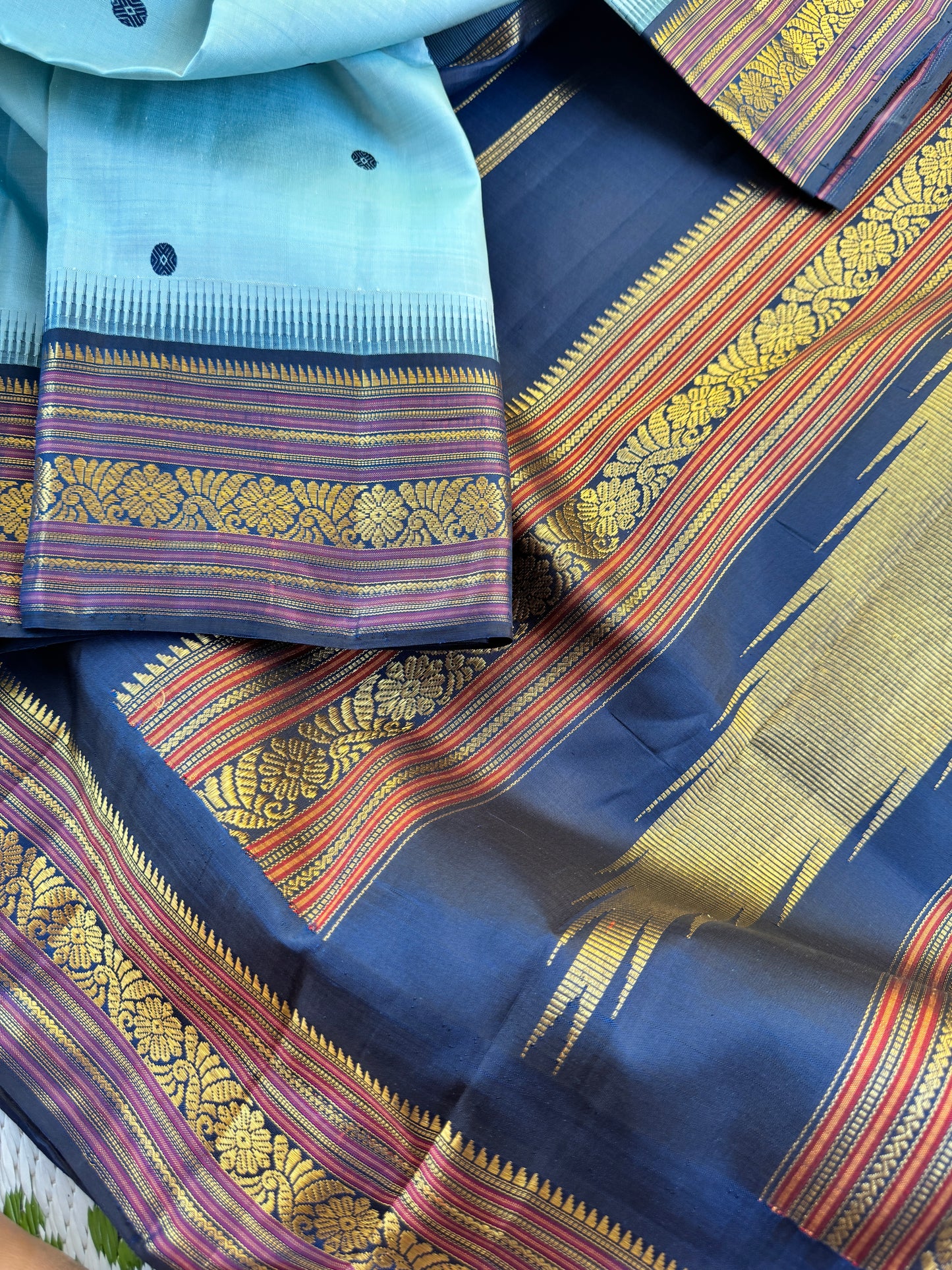 Blue on Blue  - Maathey  Korvai Kanjivaram