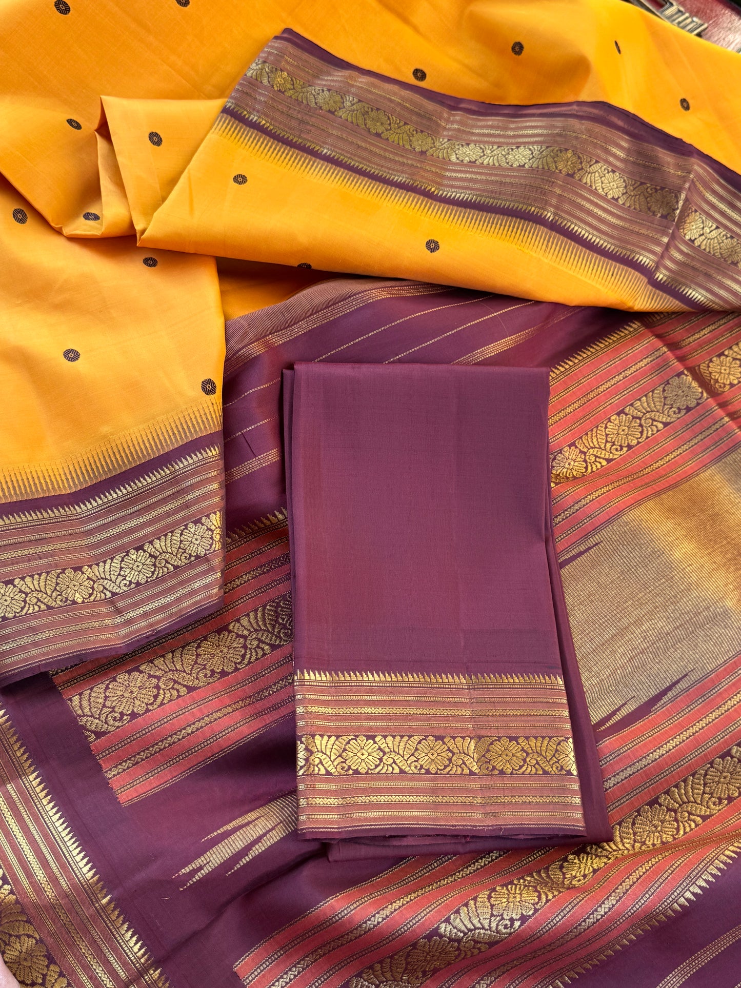 Carrot orange & brown   - Maathey  Korvai Kanjivaram
