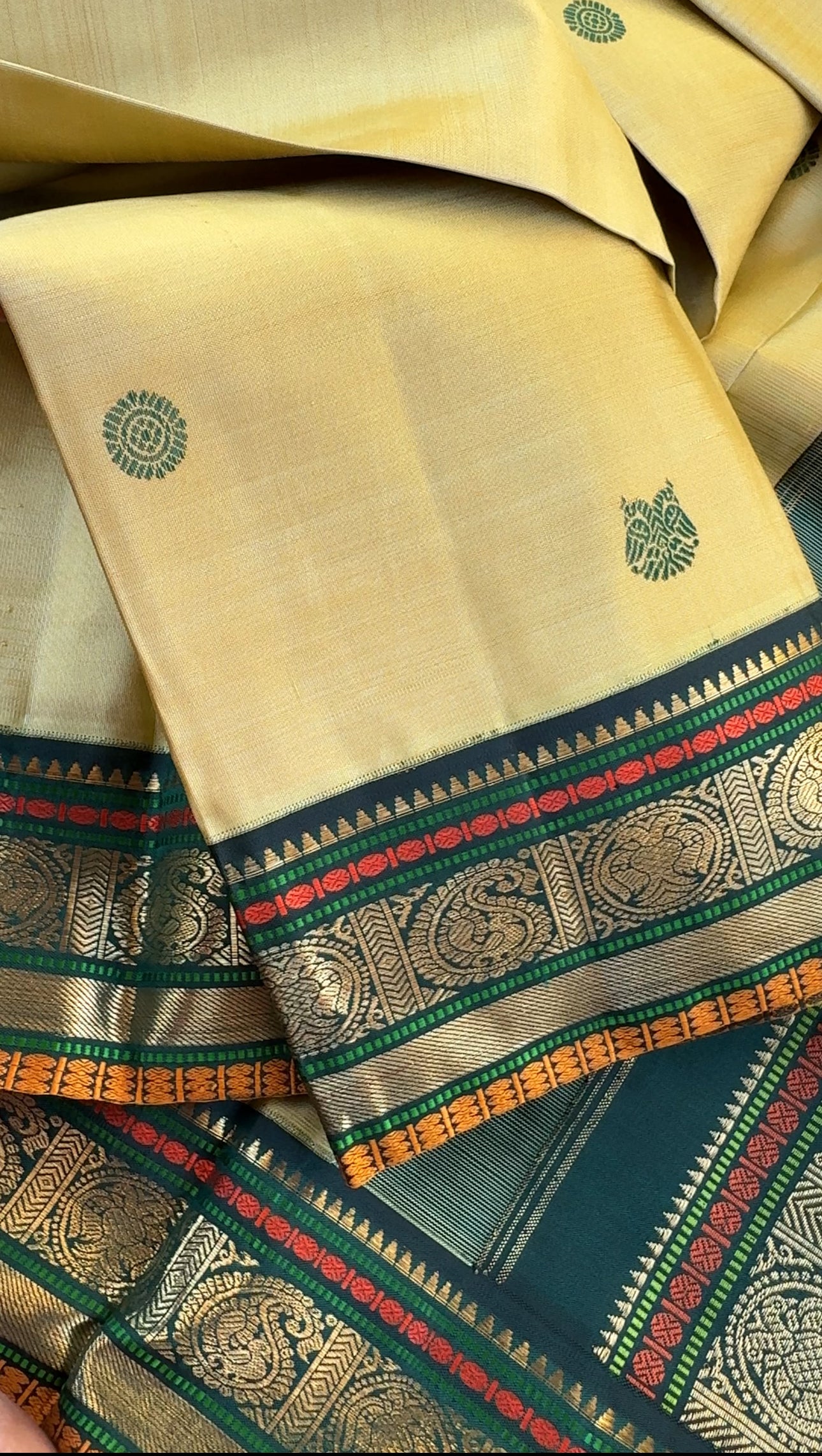 Ochre & Green  - Maathey  Korvai Kanjivaram