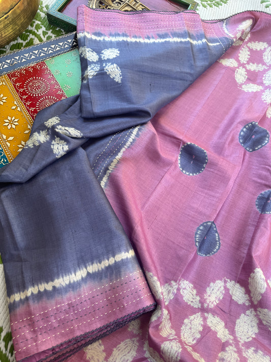 Nui Shibori x Kantha on Tussar